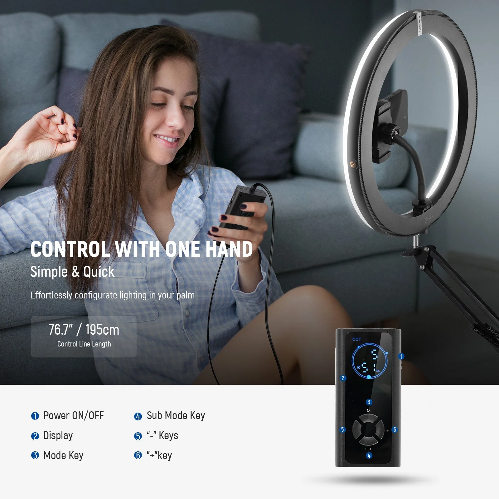 NEEWER RH12B 12" 24W High Power LED Ring Light with Foldable Stand - Image 8