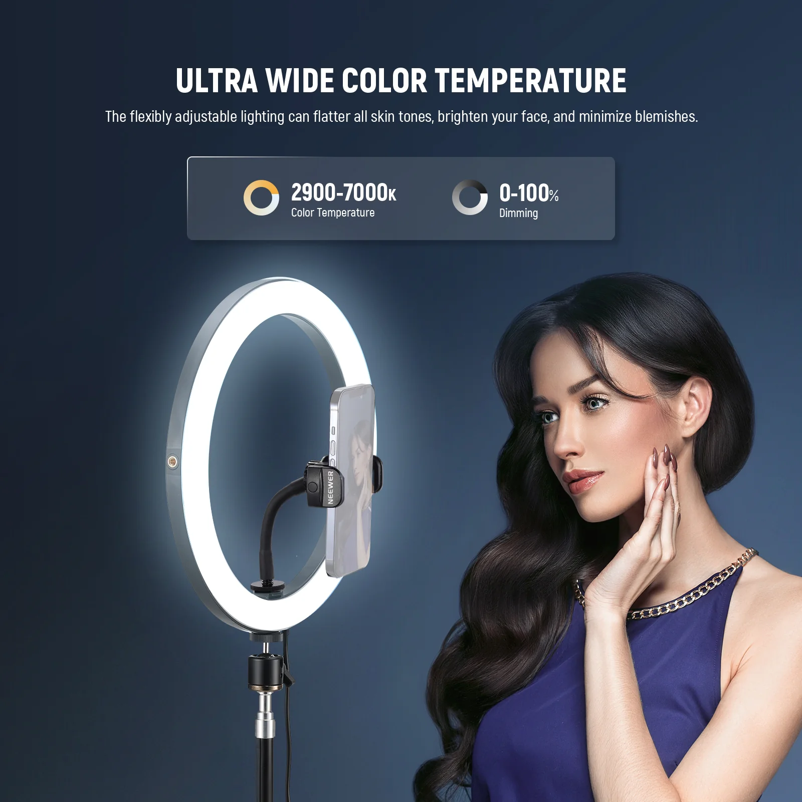 NEEWER RH12B 12" 2900K-7000K Bi-Color LED Ring Light Kit with Stand - Image 3