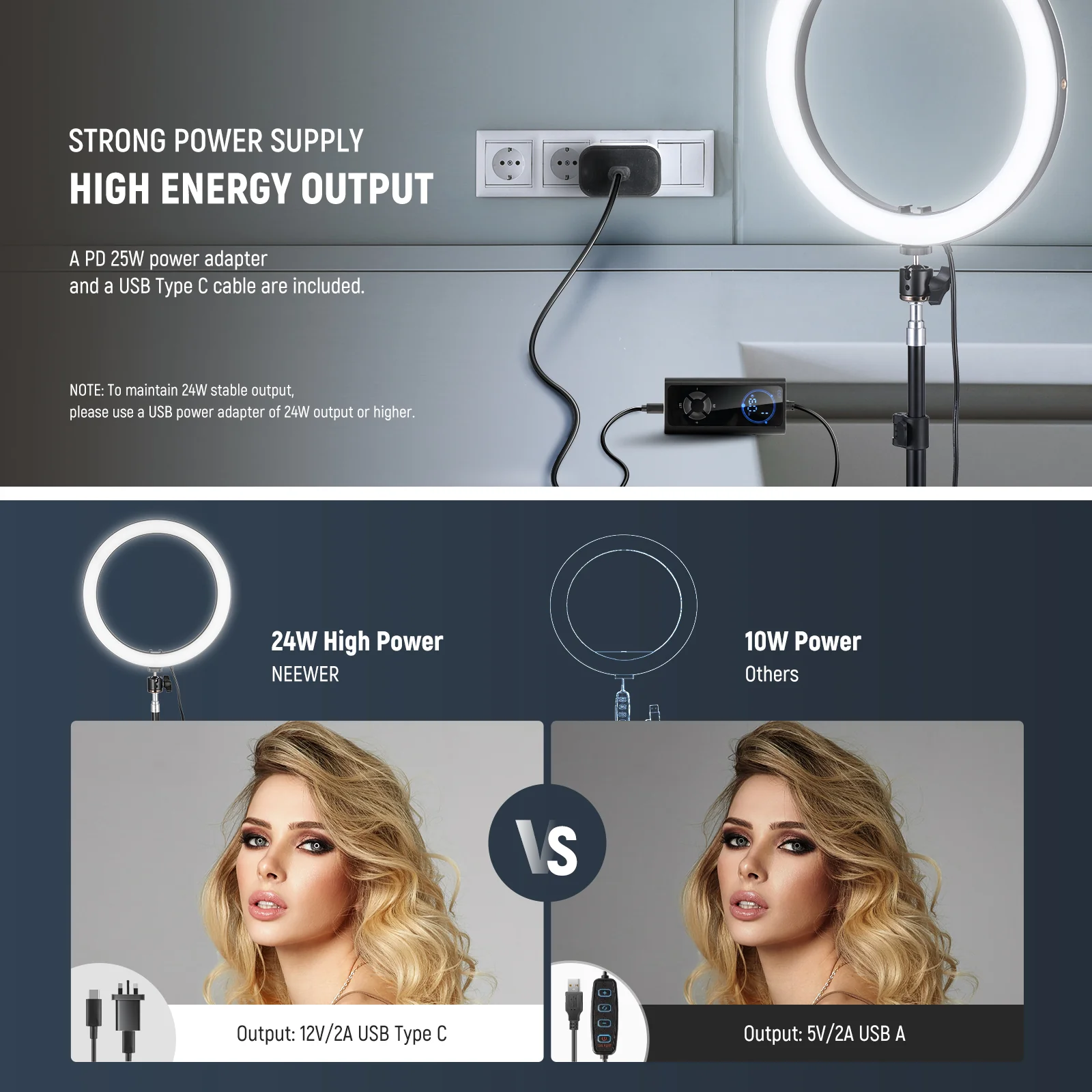 NEEWER RH12B 12" 2900K-7000K Bi-Color LED Ring Light Kit with Stand - Image 5