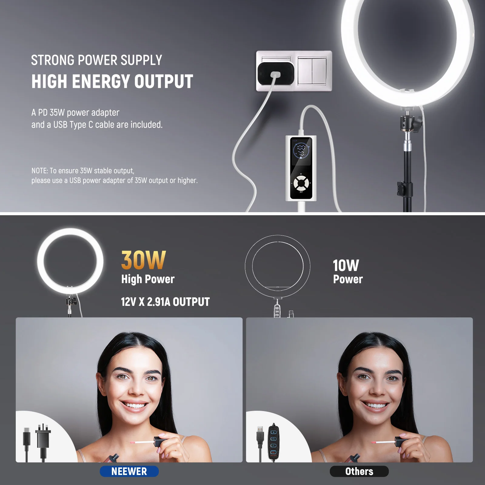 NEEWER RH12B Pro 12" 30W High Power Bi-Color LED Ring Light - Image 5