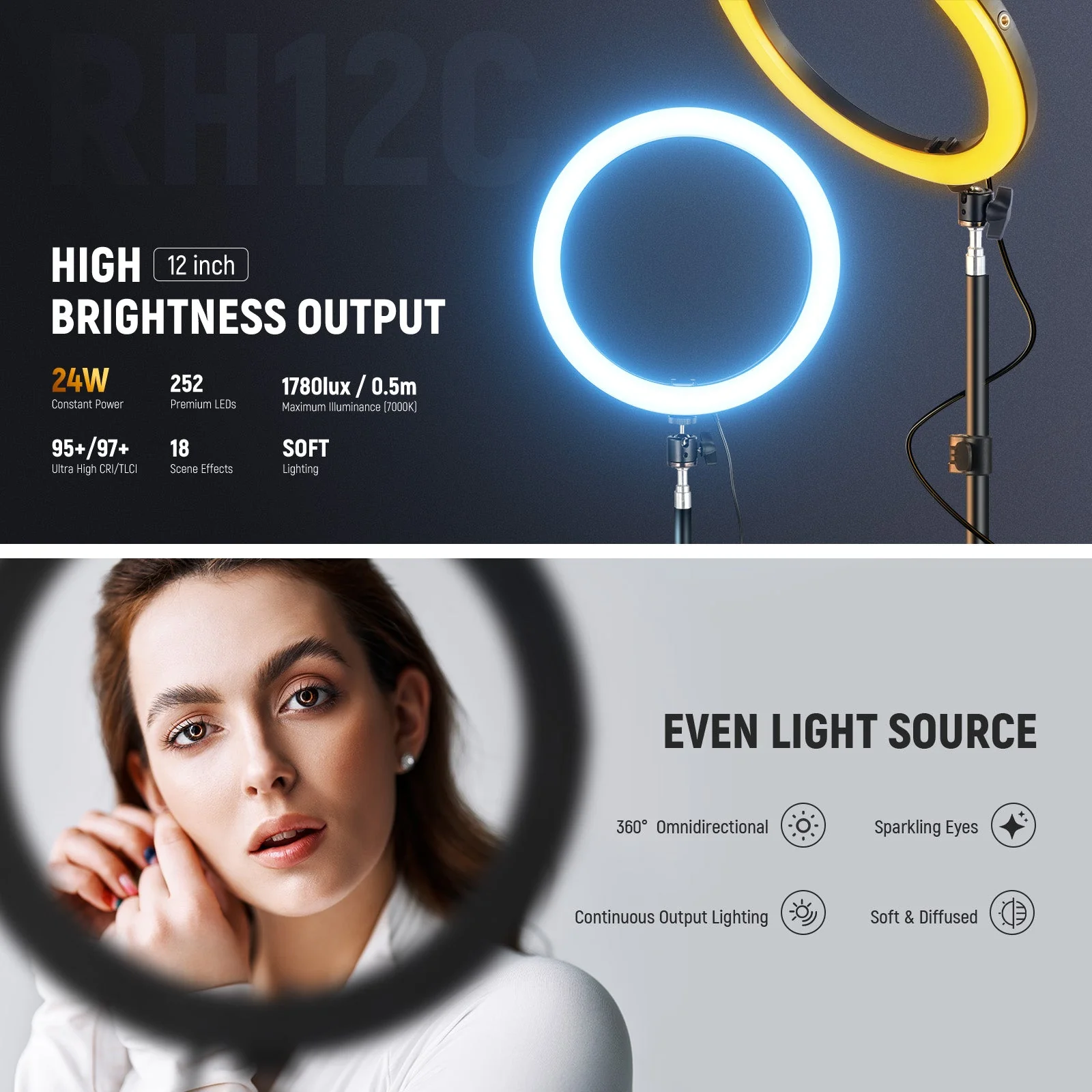 NEEWER RH12C 12" 24W High Power RGB LED Ring Light - Image 4