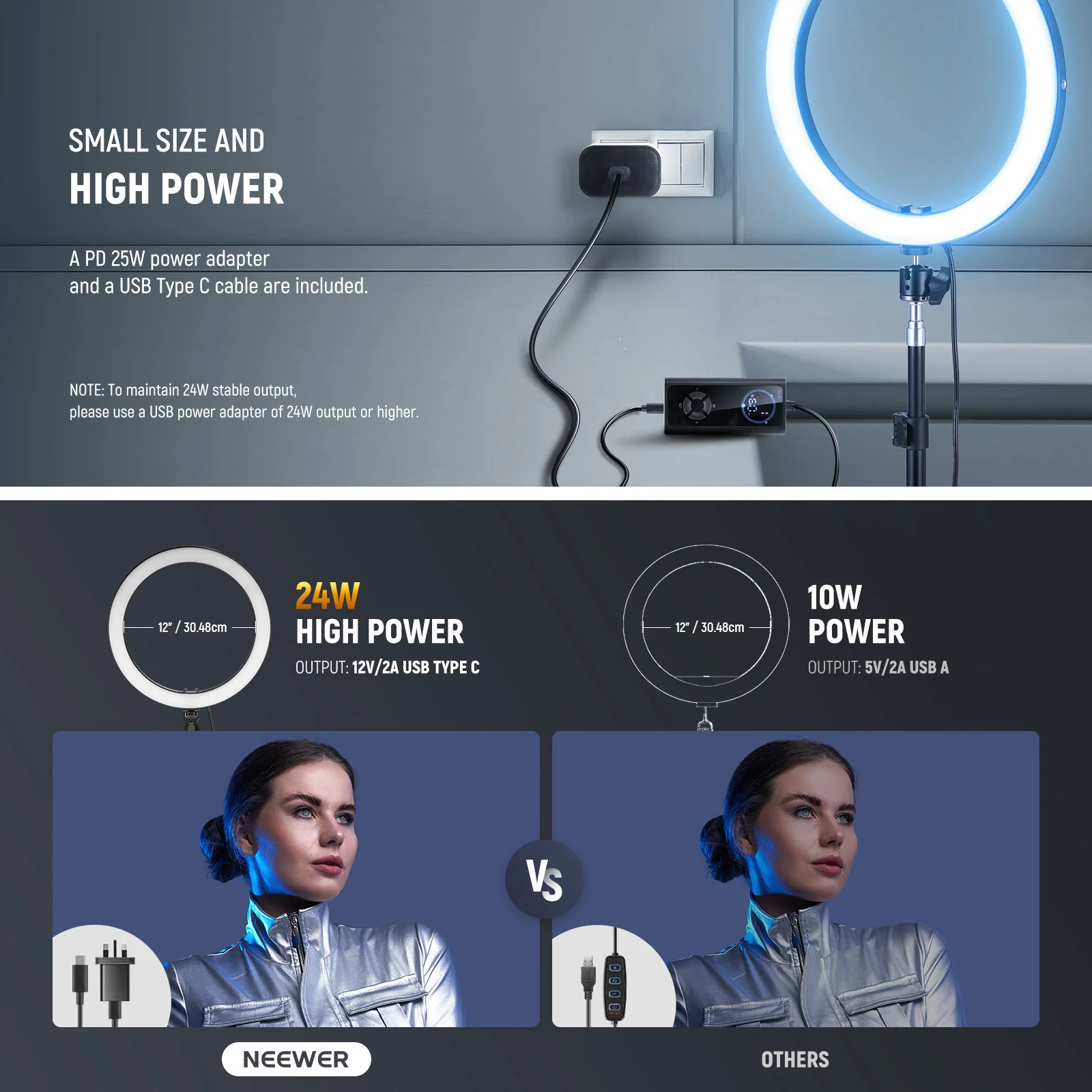 NEEWER RH12C 12" 24W High Power RGB LED Ring Light - Image 6