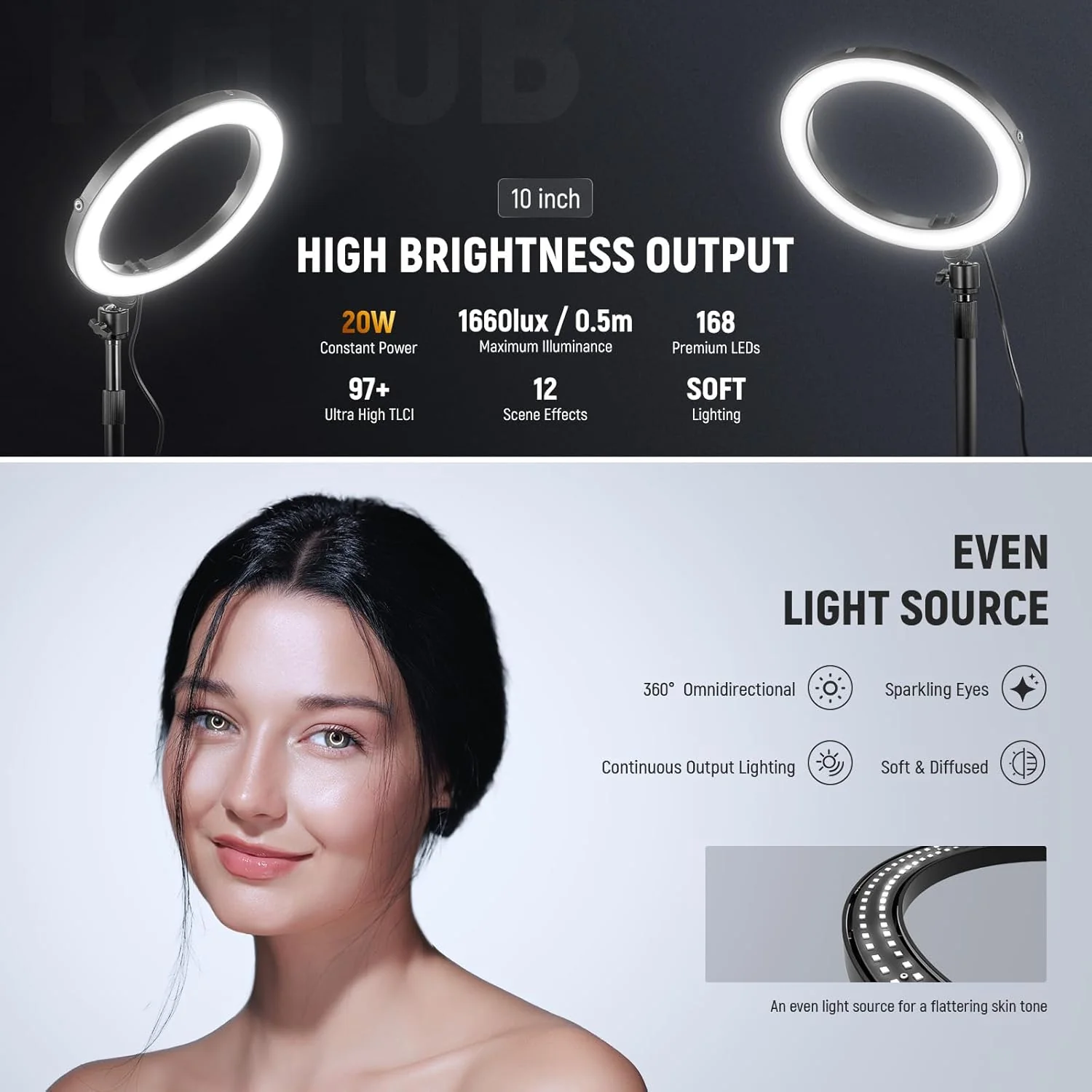 NEEWER High Power Bi-Color Desk Ring Light with Stand - Image 11