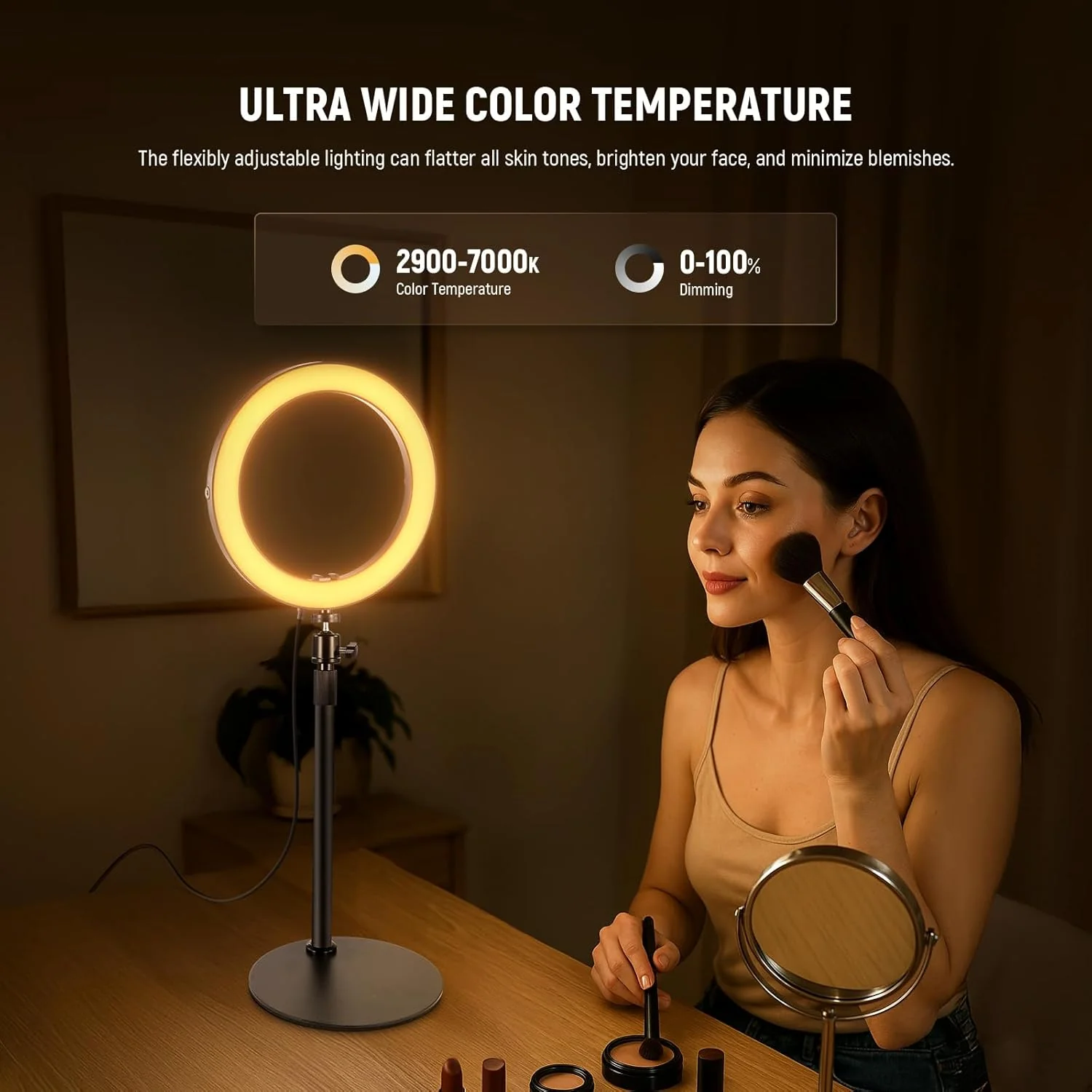 NEEWER High Power Bi-Color Desk Ring Light with Stand - Image 12