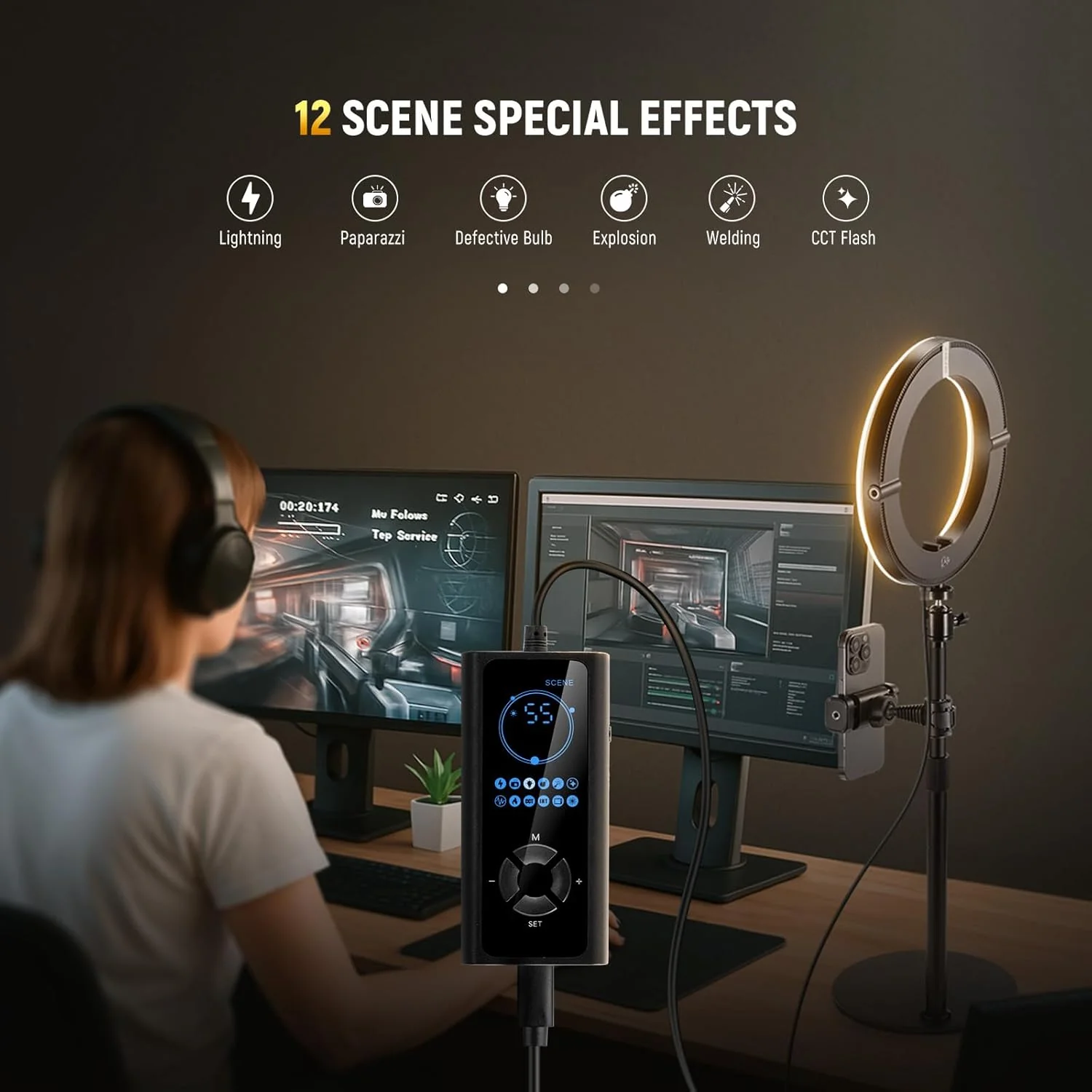 NEEWER High Power Bi-Color Desk Ring Light with Stand - Image 13