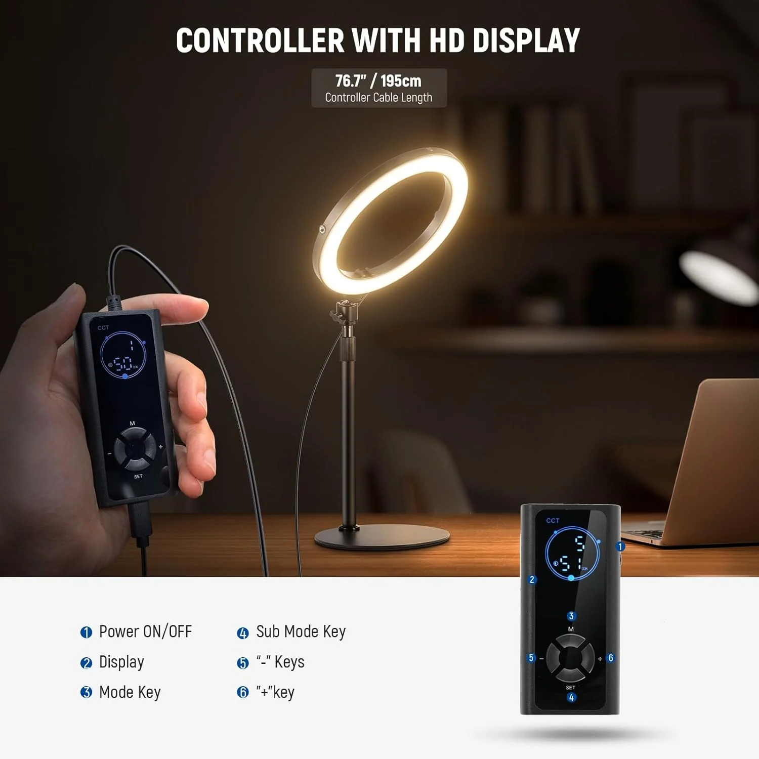 NEEWER High Power Bi-Color Desk Ring Light with Stand - Image 17
