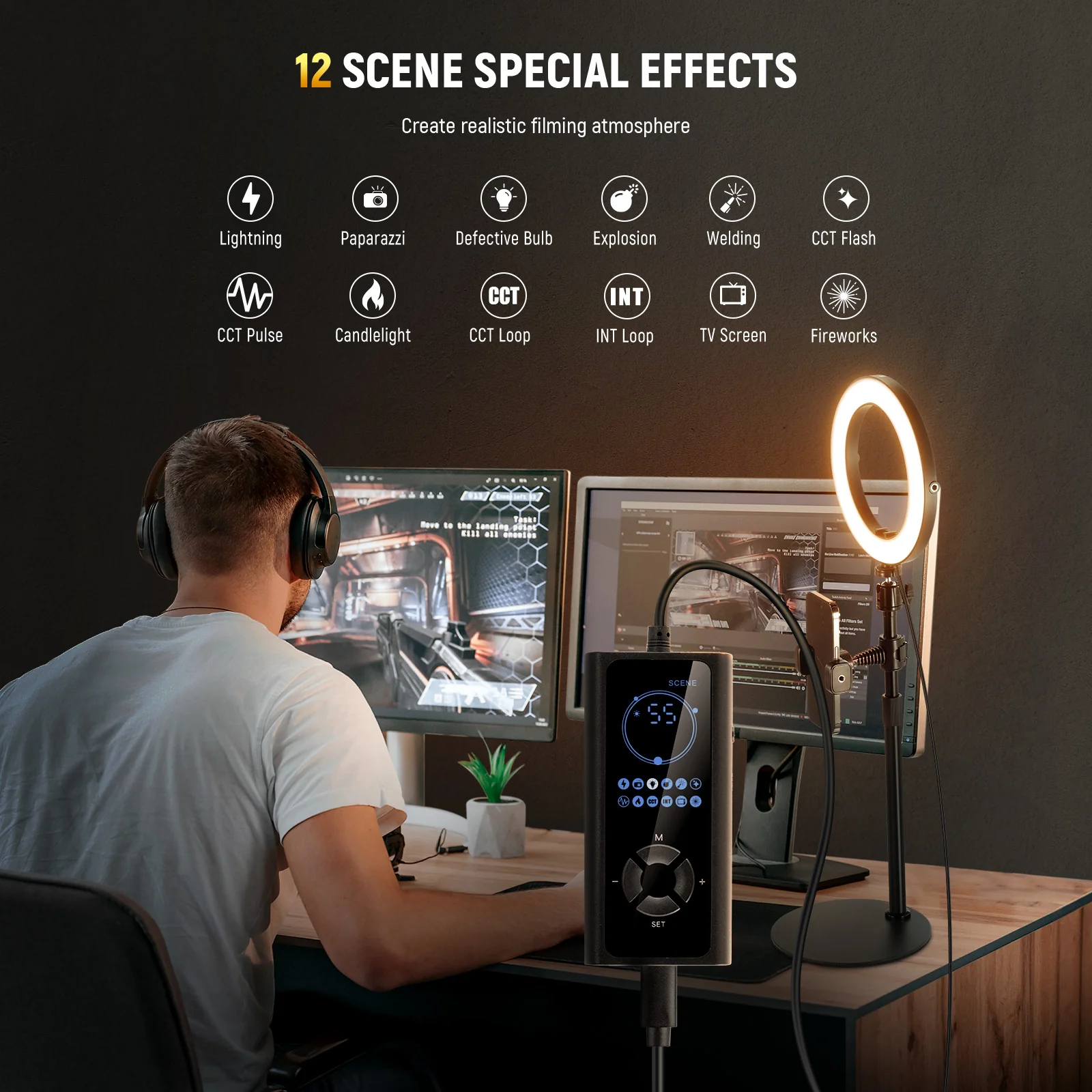 NEEWER High Power Bi-Color Desk Ring Light with Stand - Image 22