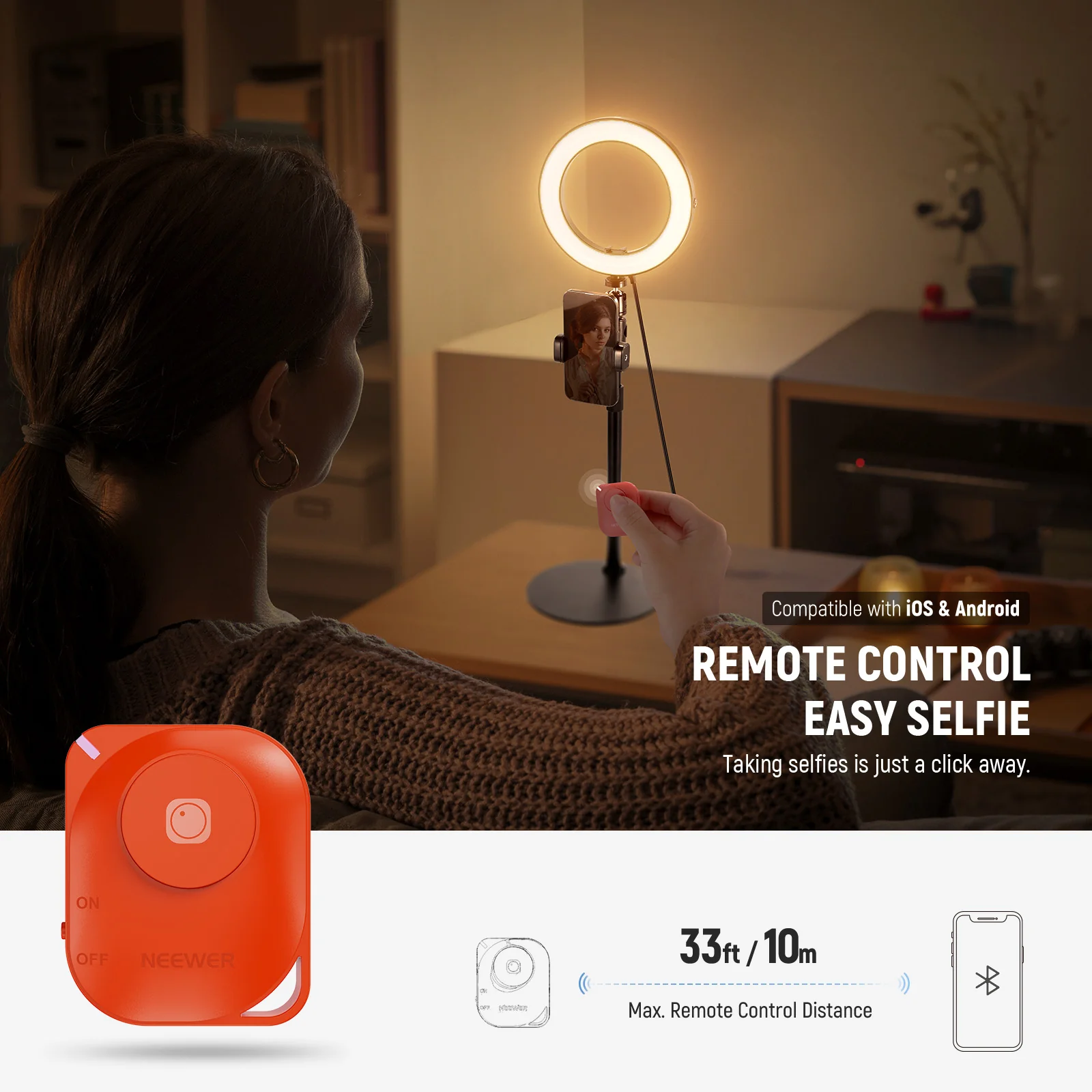 NEEWER High Power Bi-Color Desk Ring Light with Stand - Image 26