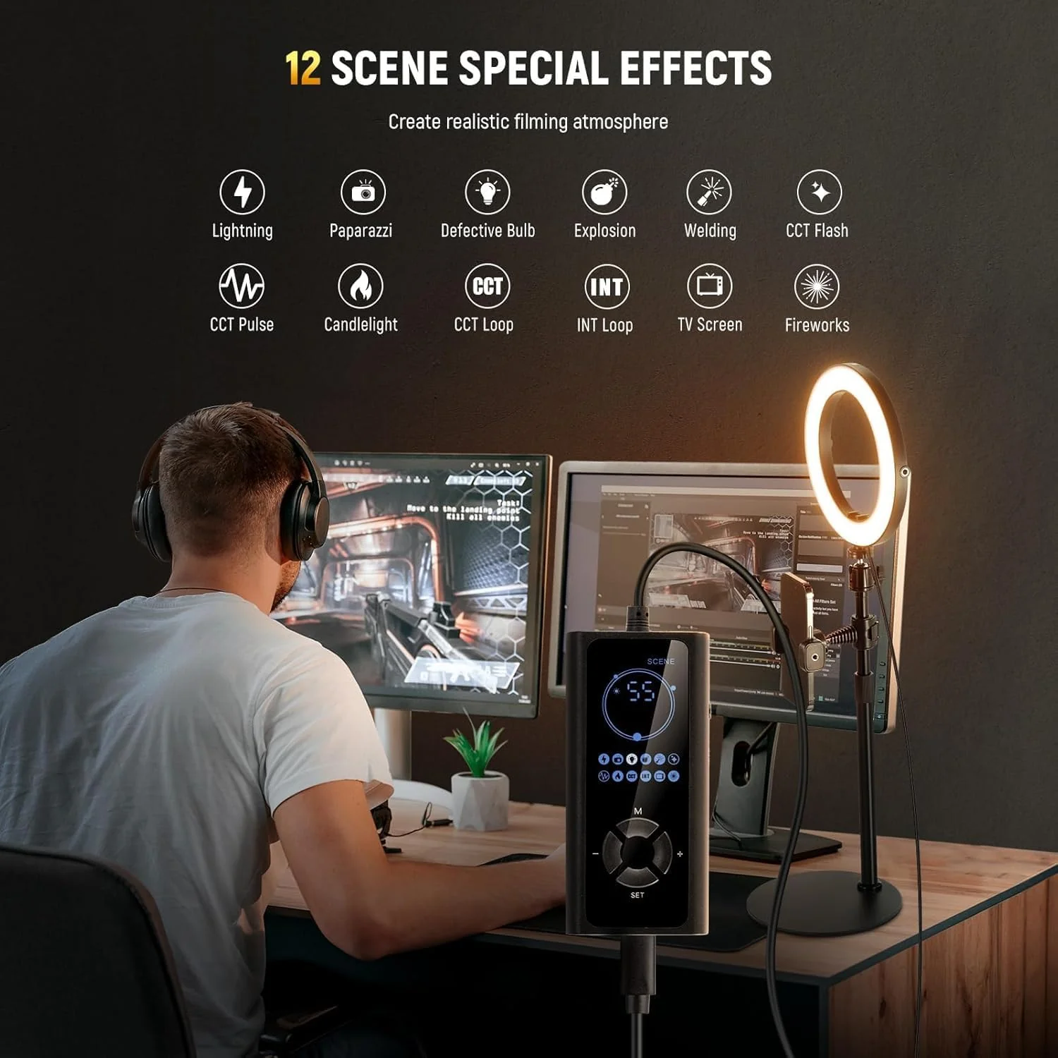 NEEWER High Power Bi-Color Desk Ring Light with Stand - Image 4