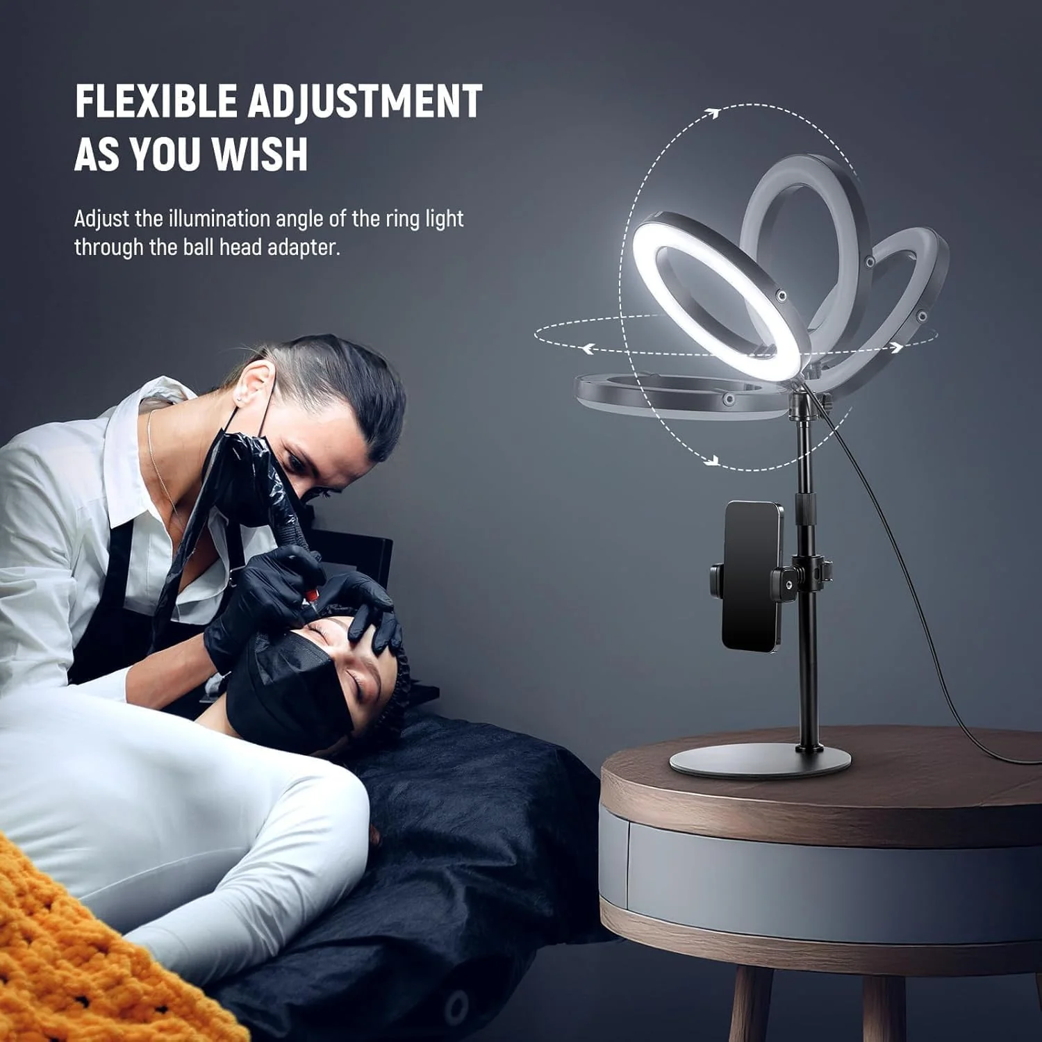 NEEWER High Power Bi-Color Desk Ring Light with Stand - Image 5