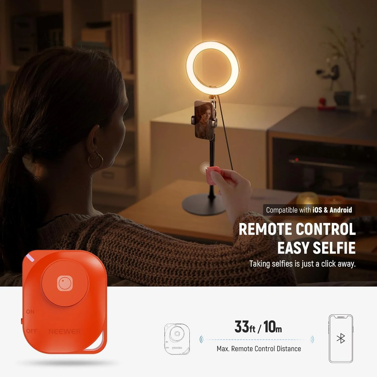 NEEWER High Power Bi-Color Desk Ring Light with Stand - Image 8
