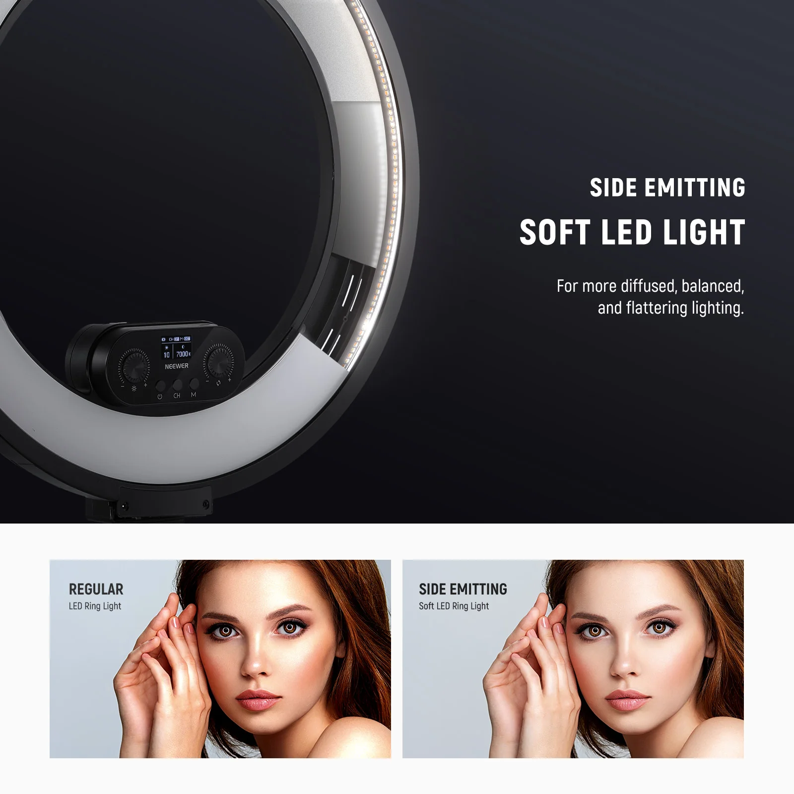 NEEWER RL45B 18" 45W Bi-Color Slim Edge Lit Ring Light Kit - Image 11