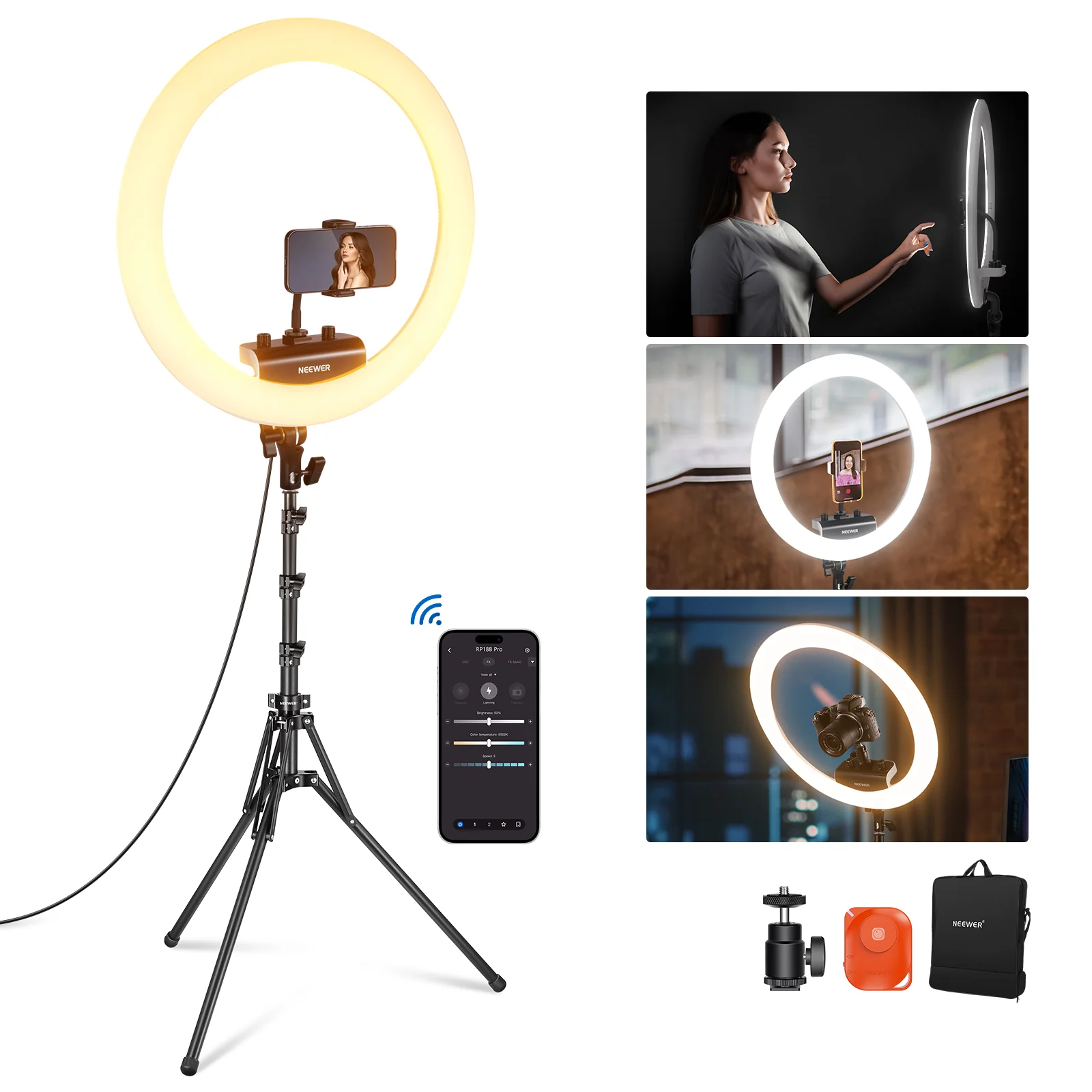 NEEWER RP18B Pro 18“ 45W Ultra Thin Ring Light Kit with Stand - Image 10