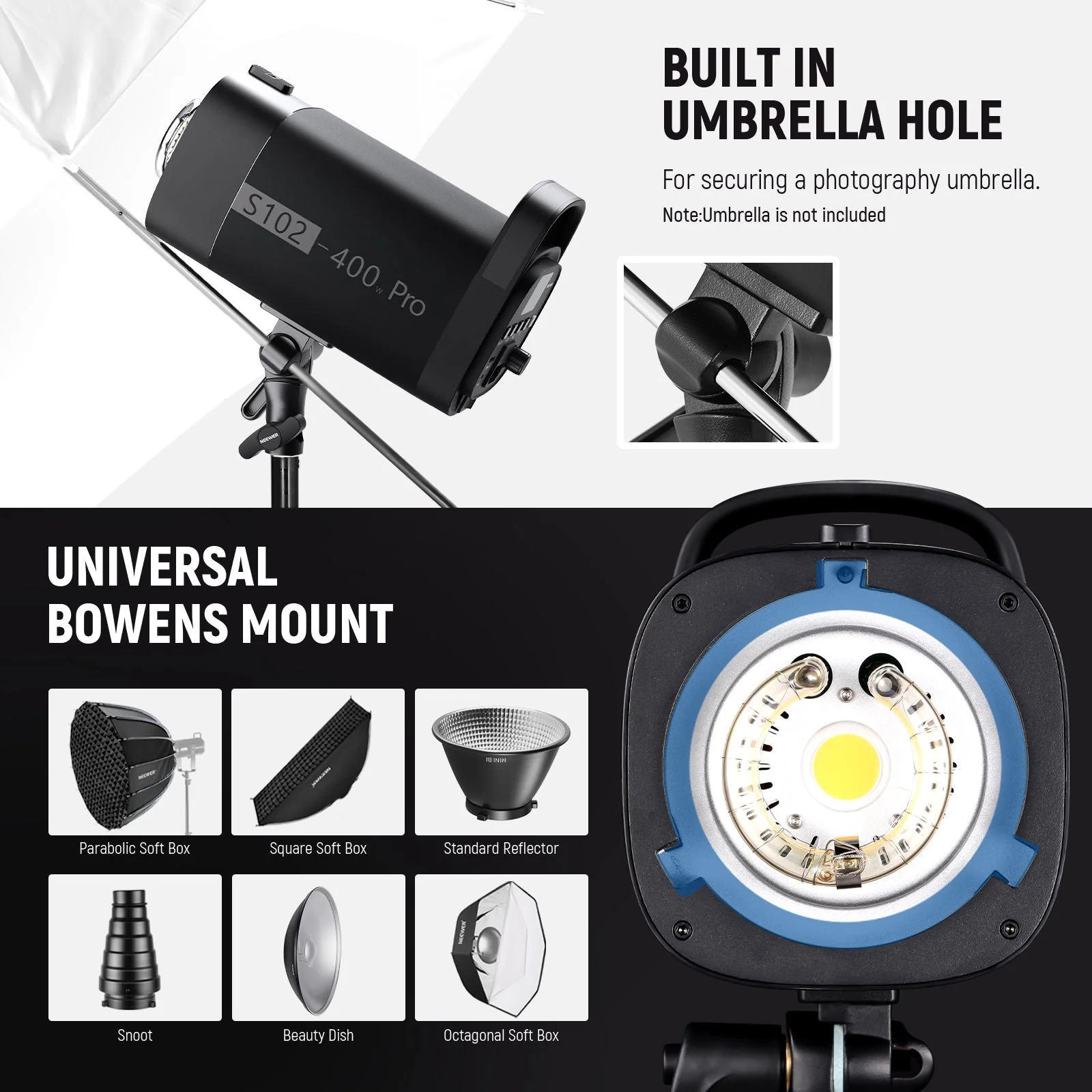NEEWER S102-400W PRO 400Ws Output Strobe Flash Light with Trigger - Image 7