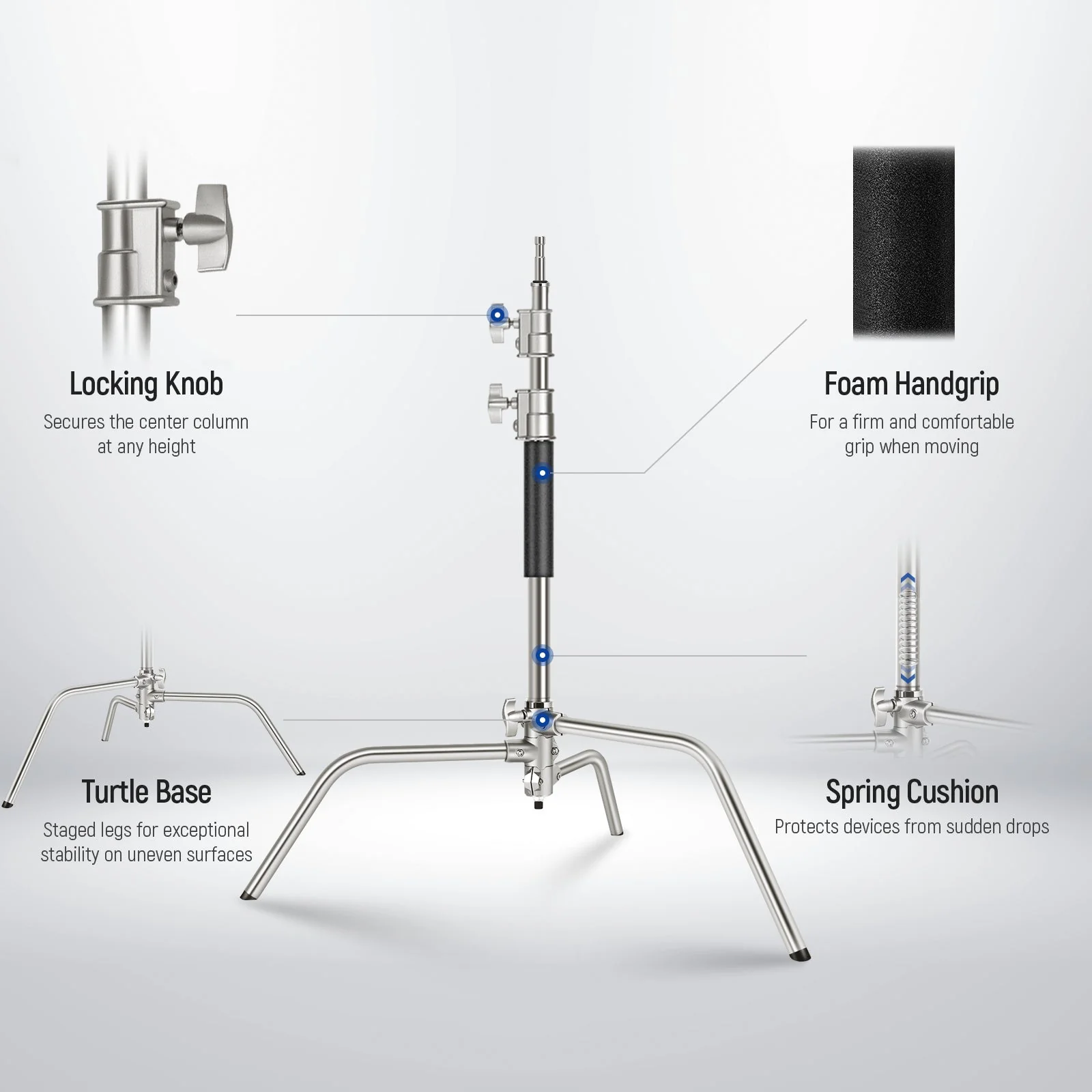 NEEWER SC172 172cm Stainless Steel Heavy Duty C Stand - Image 7