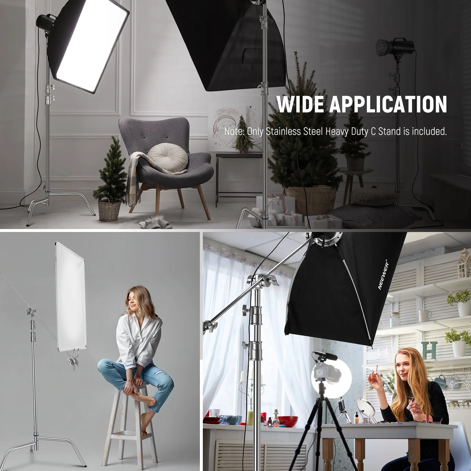 NEEWER SC320Q 10.5ft/320cm Stainless Steel Heavy Duty C Stand with Boom Arm - Image 7