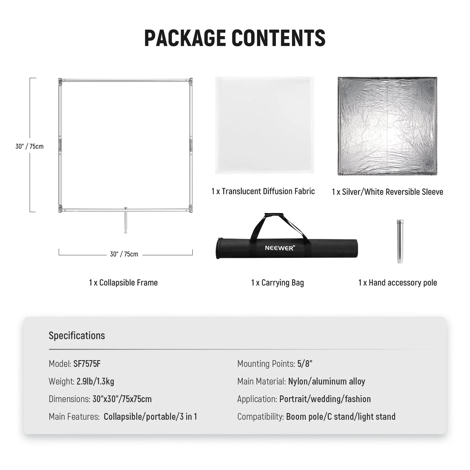 NEEWER 30"/35" Collapsible Photography Reflector Diffuser - Image 8