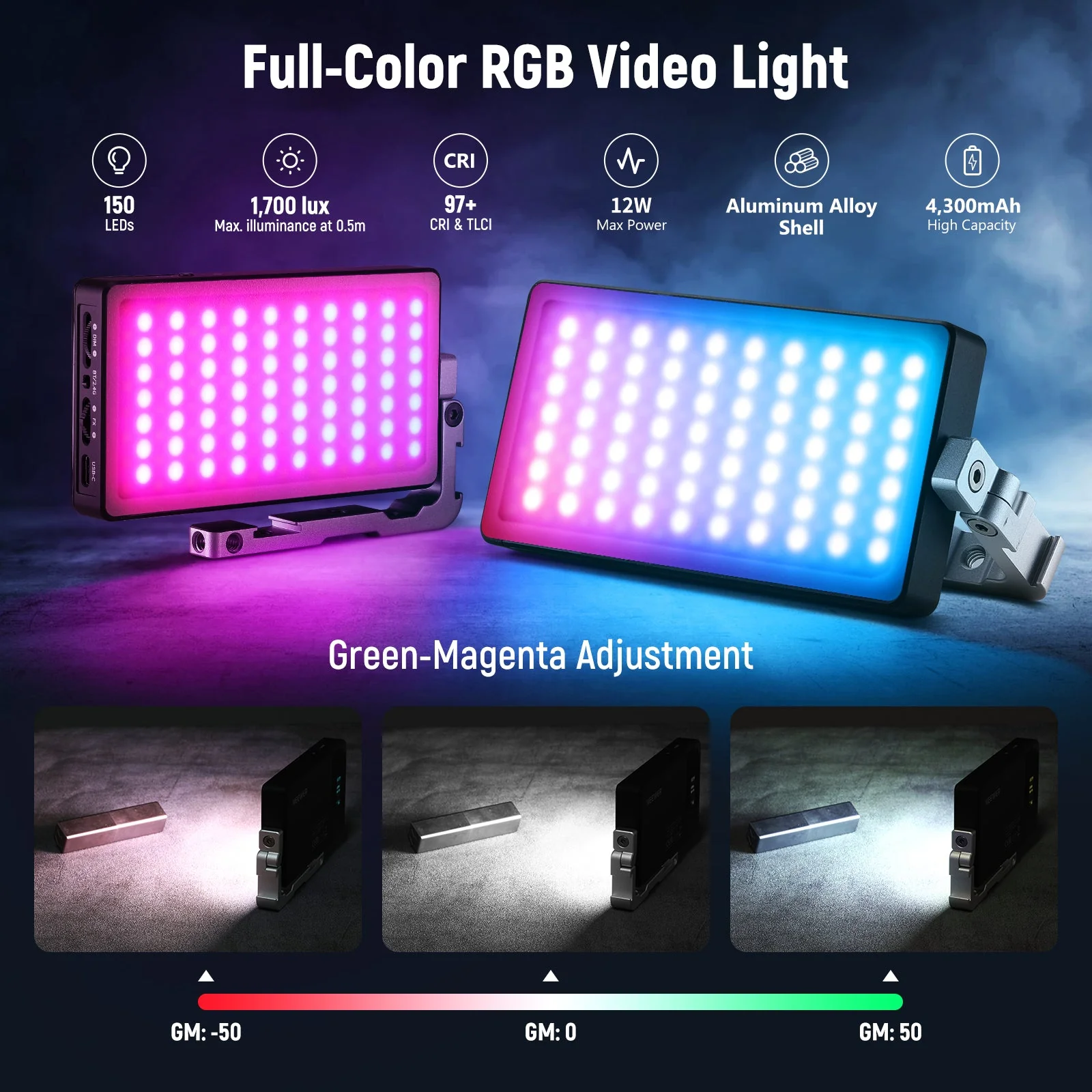 NEEWER SL90 Aluminum Cold Shoe RGB Panel Video Light - Image 4