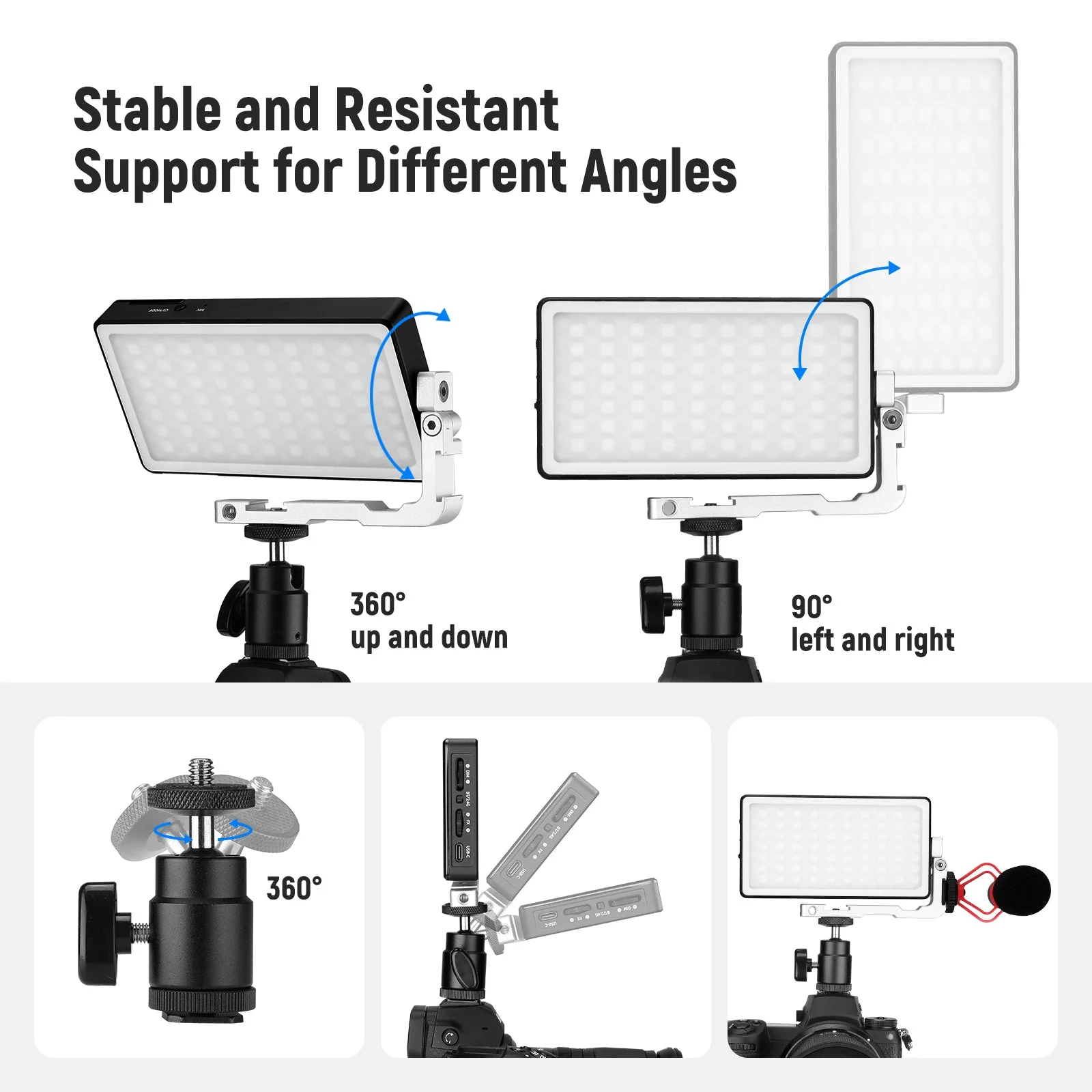 NEEWER SL90 Aluminum Cold Shoe RGB Panel Video Light - Image 8