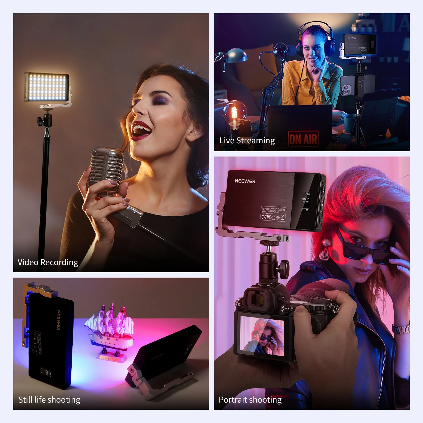 NEEWER SL90 Aluminum Cold Shoe RGB Panel Video Light - Image 9