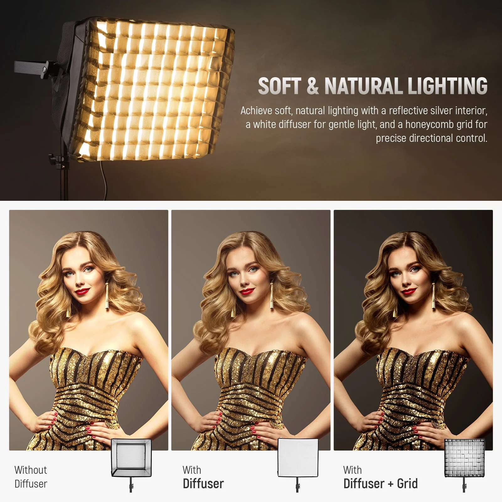 NEEWER Softbox Diffuser for PL60C RGB LED Video Light Panel - Image 3