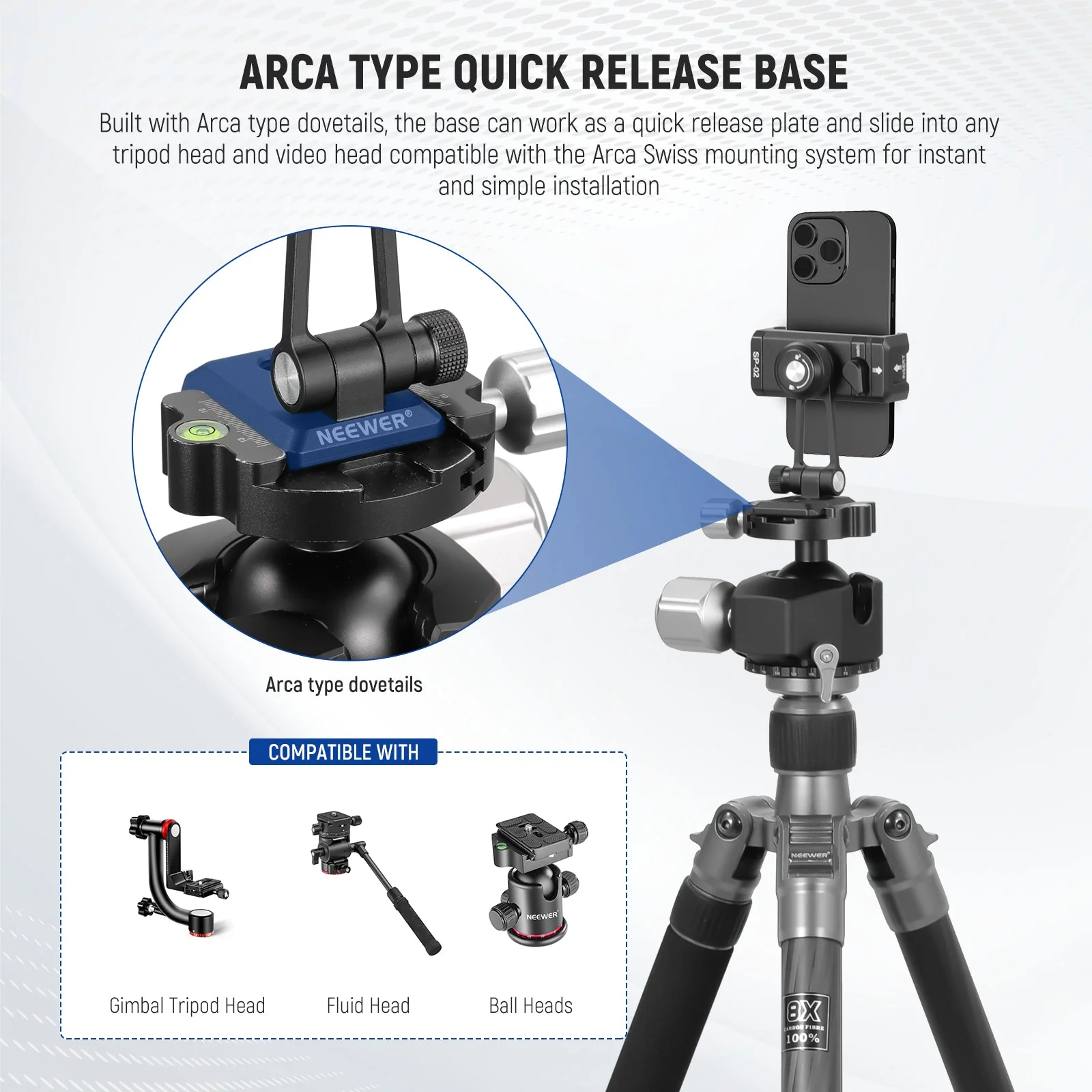 NEEWER SP-02 Smartphone Holder with Arca Type Base - Image 5
