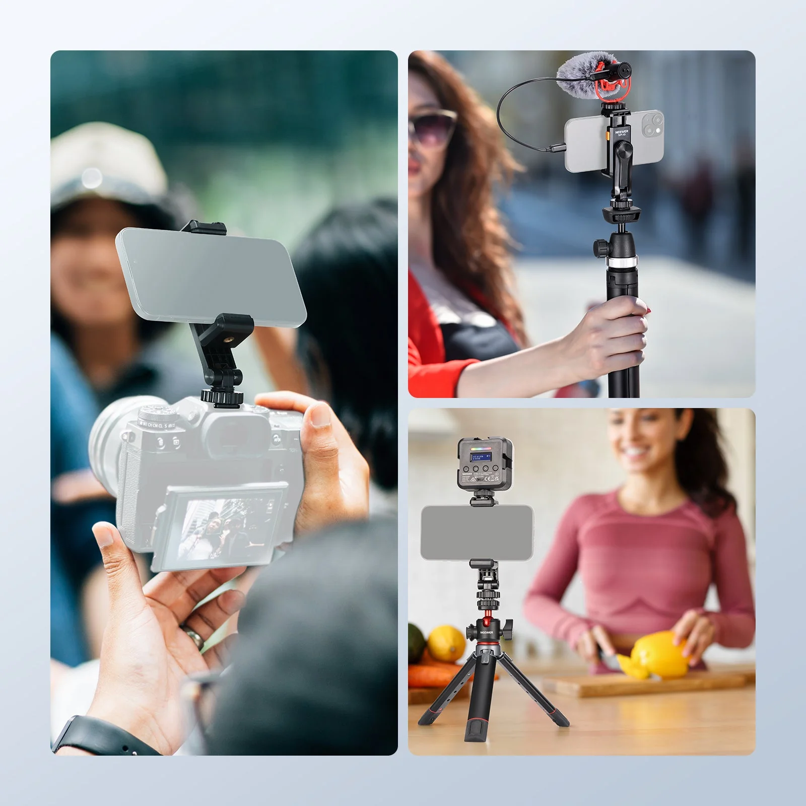NEEWER BASICS SP-10 Phone Tripod Mount Holder with 1/4" Thread & Cold Shoe - Image 8