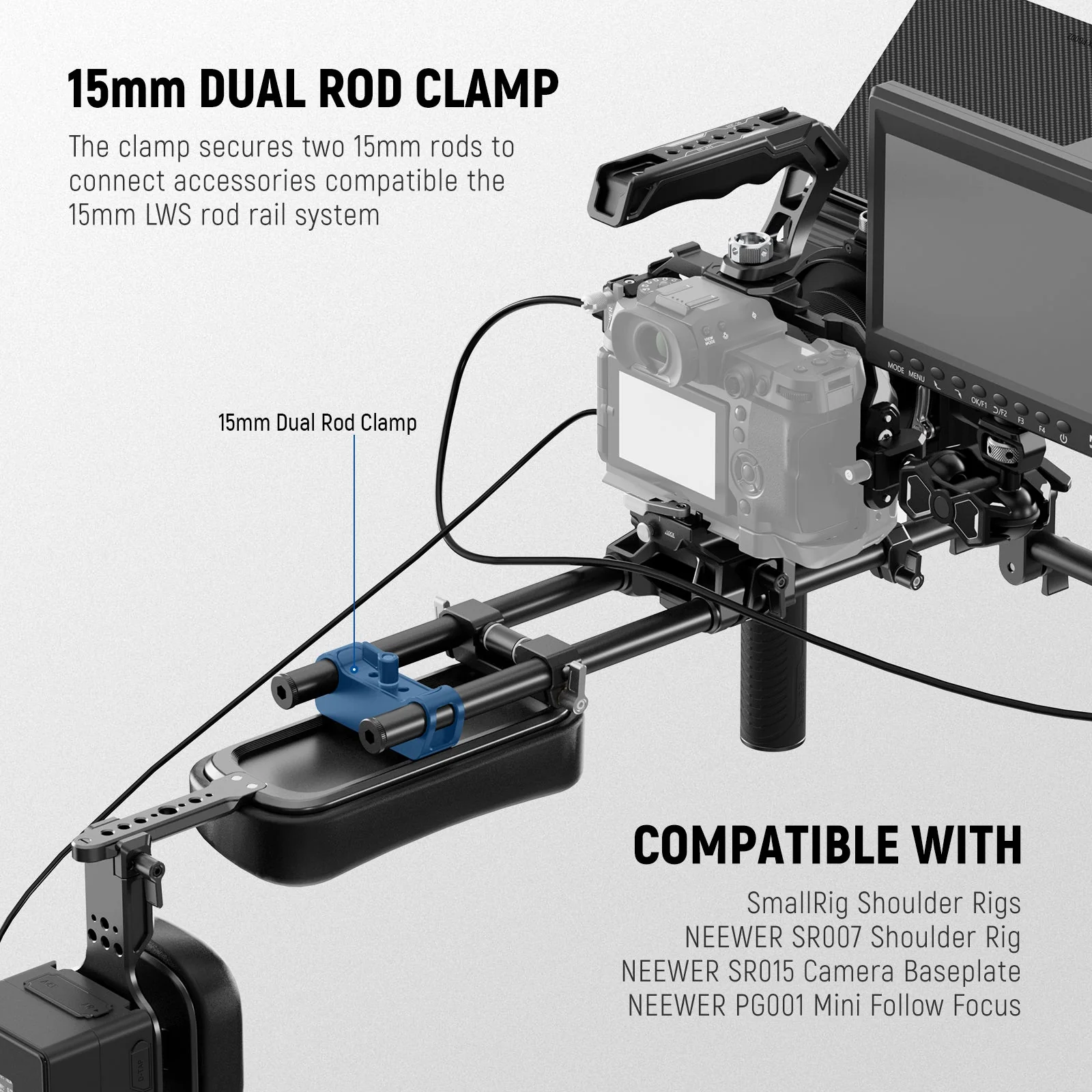 NEEWER SR016 15mm LWS Self Adjusting Shoulder Pad with V Mount Battery Plate - Image 4
