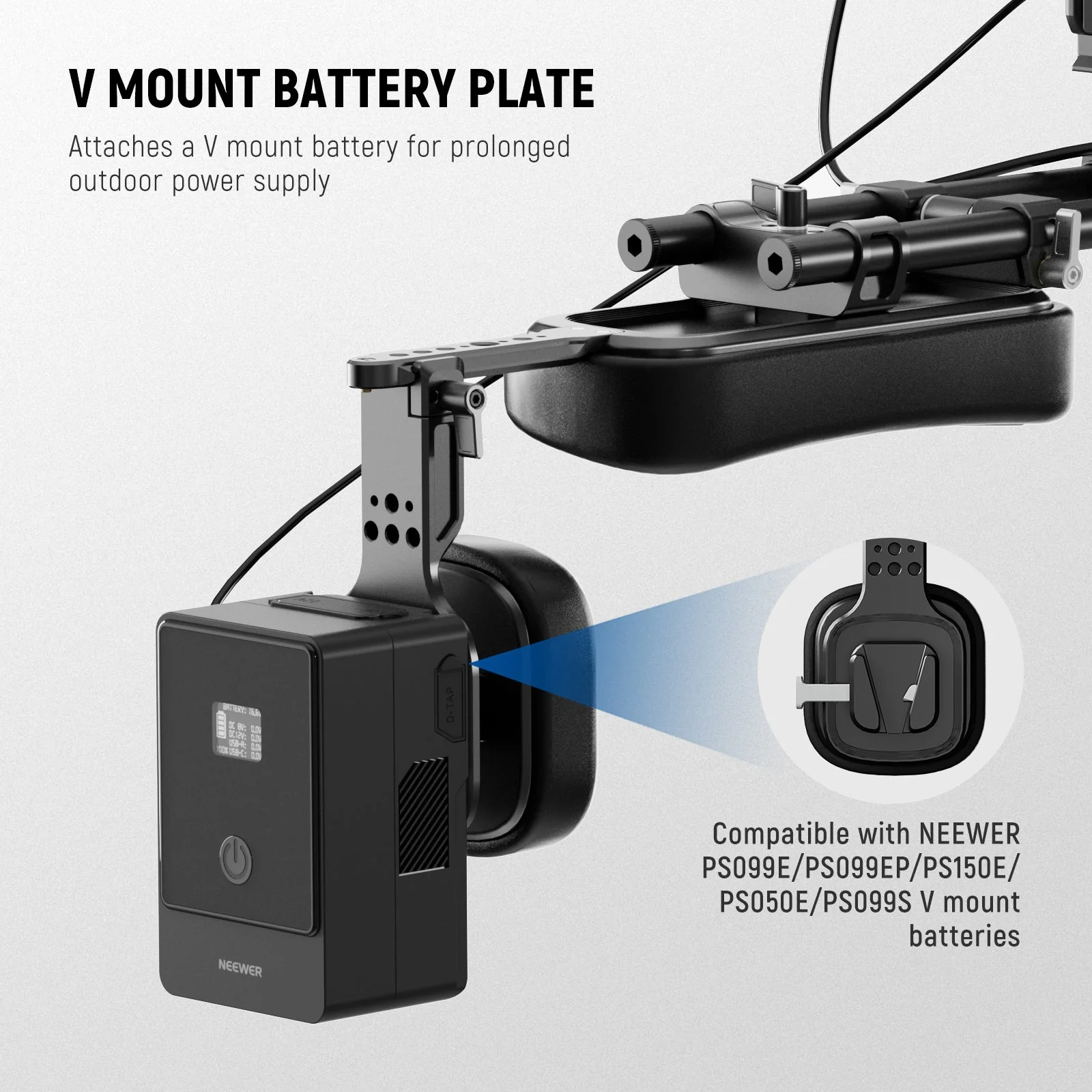 NEEWER SR016 15mm LWS Self Adjusting Shoulder Pad with V Mount Battery Plate - Image 5