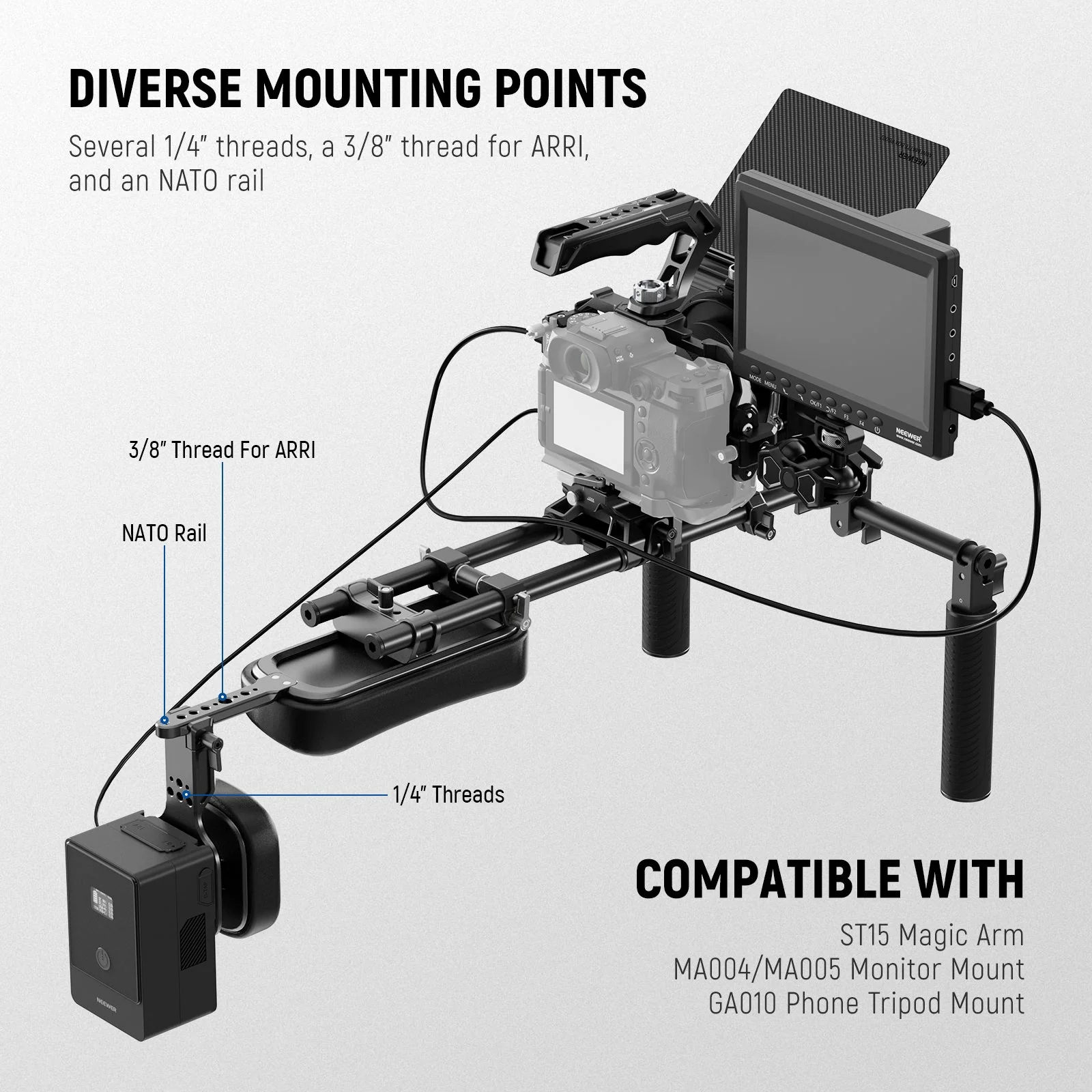 NEEWER SR016 15mm LWS Self Adjusting Shoulder Pad with V Mount Battery Plate - Image 6