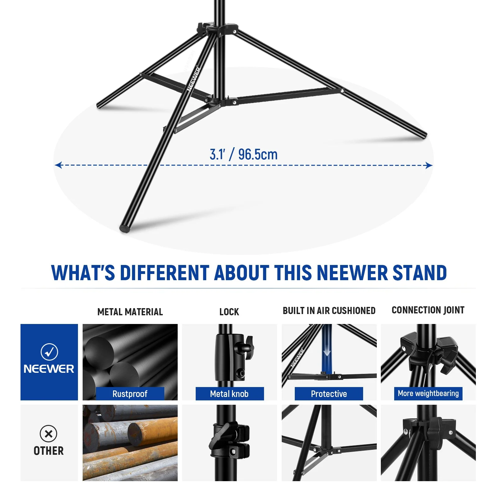 NEEWER ST-260AC 8.5ft/2.6m Air Cushioned Light Stand - Image 7