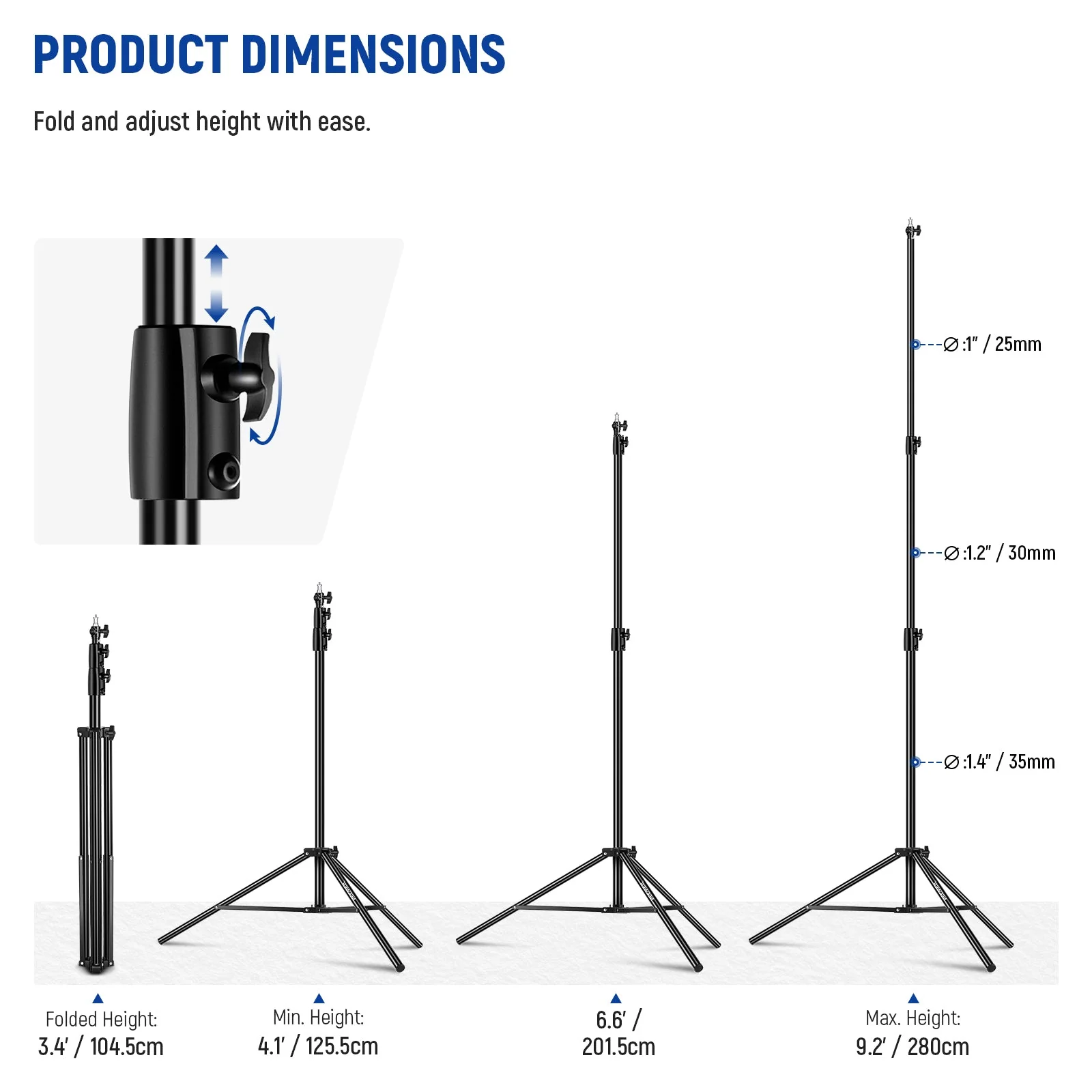 NEEWER ST-280AC 9.2ft/2.8m Air Cushioned Light Stand - Image 6