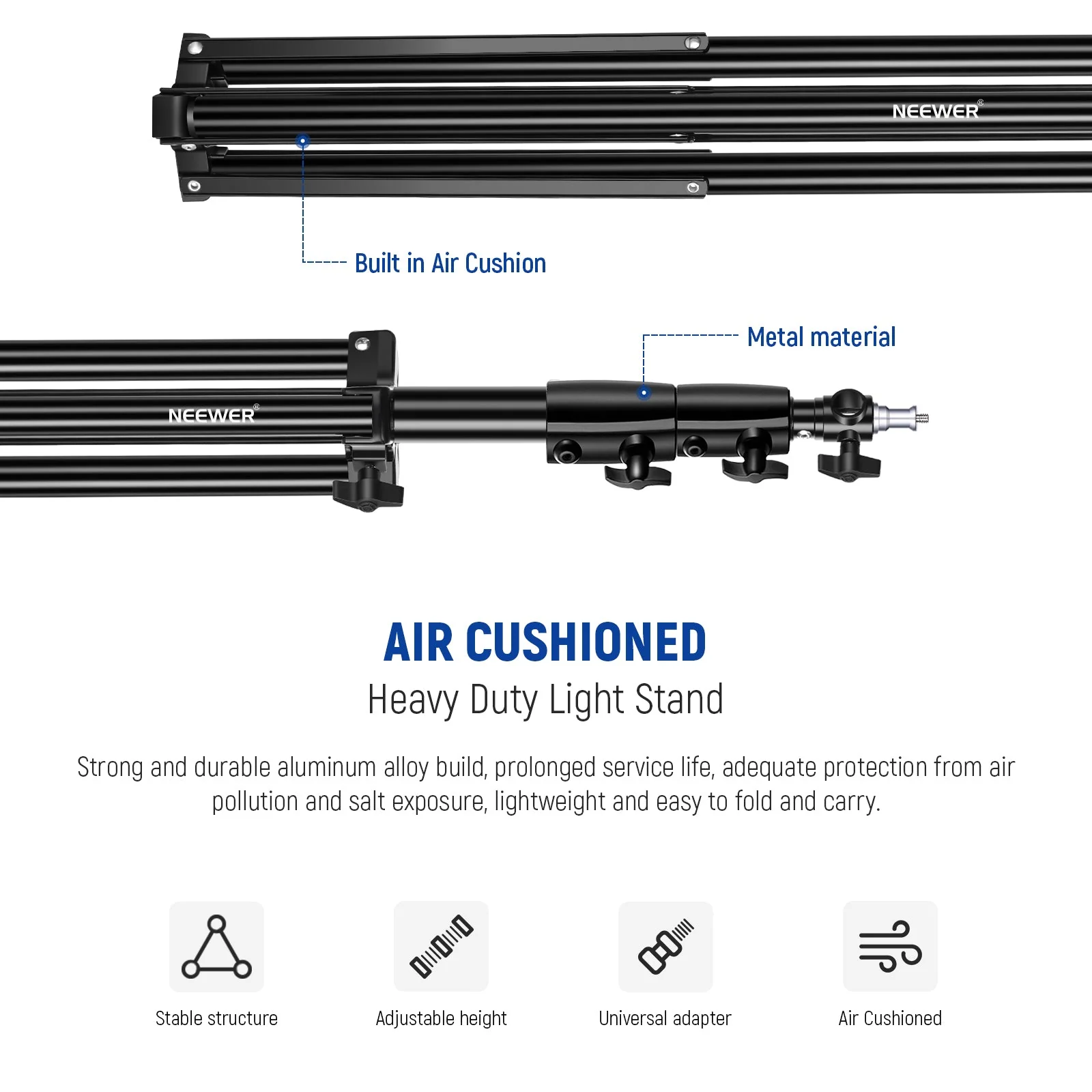 NEEWER ST-280AC 9.2ft/2.8m Air Cushioned Light Stand - Image 8