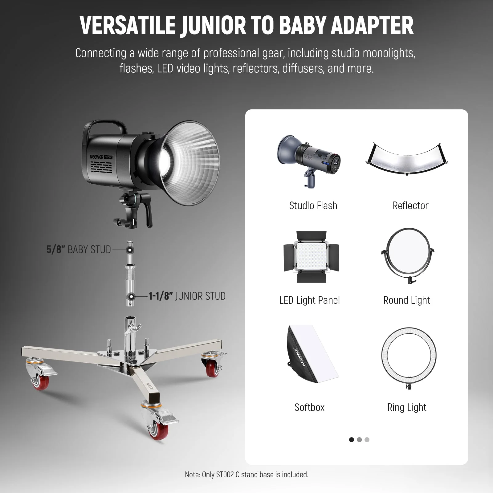 NEEWER ST002 Heavy Duty Stainless Steel Light Stand - Image 5