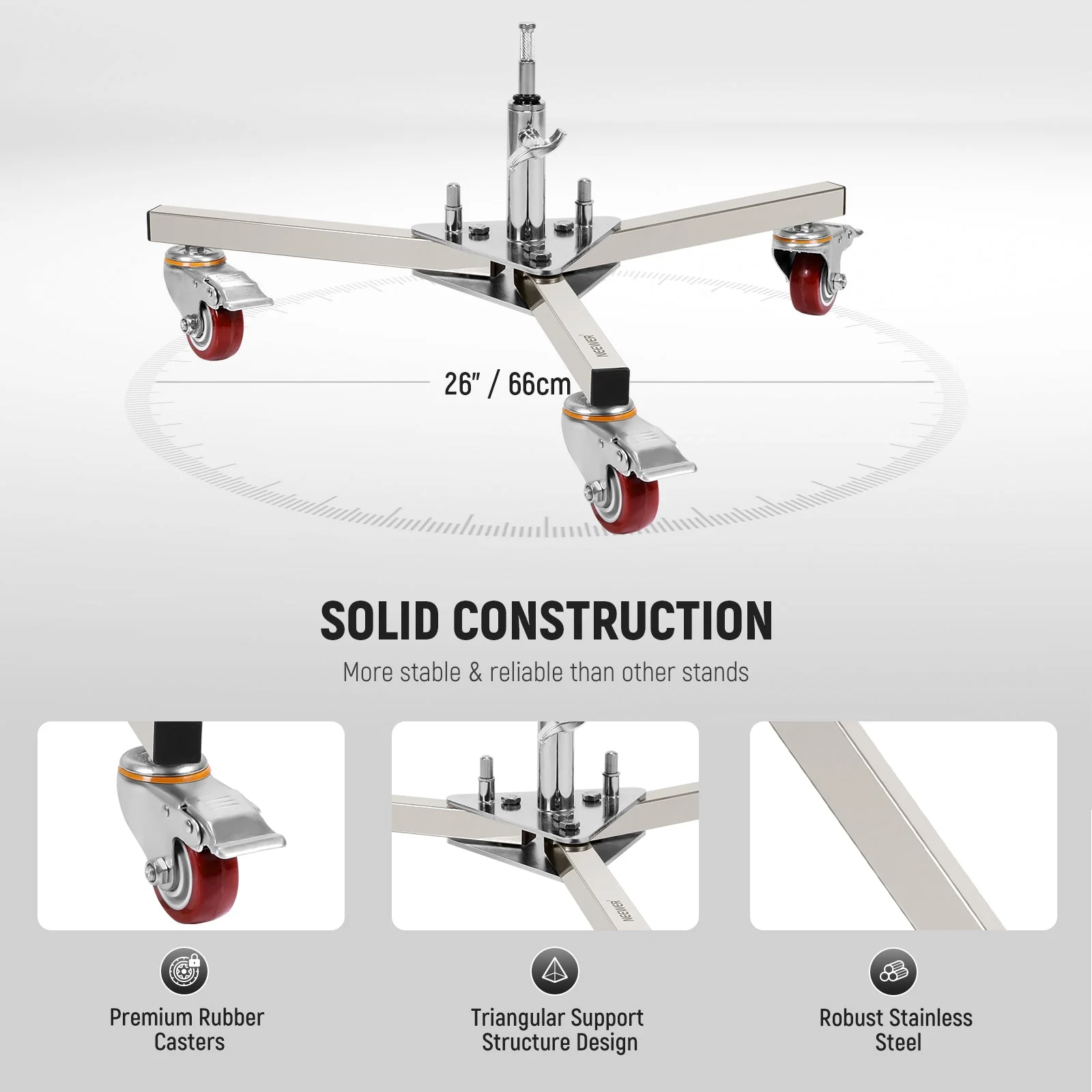NEEWER ST002 Heavy Duty Stainless Steel Light Stand - Image 6