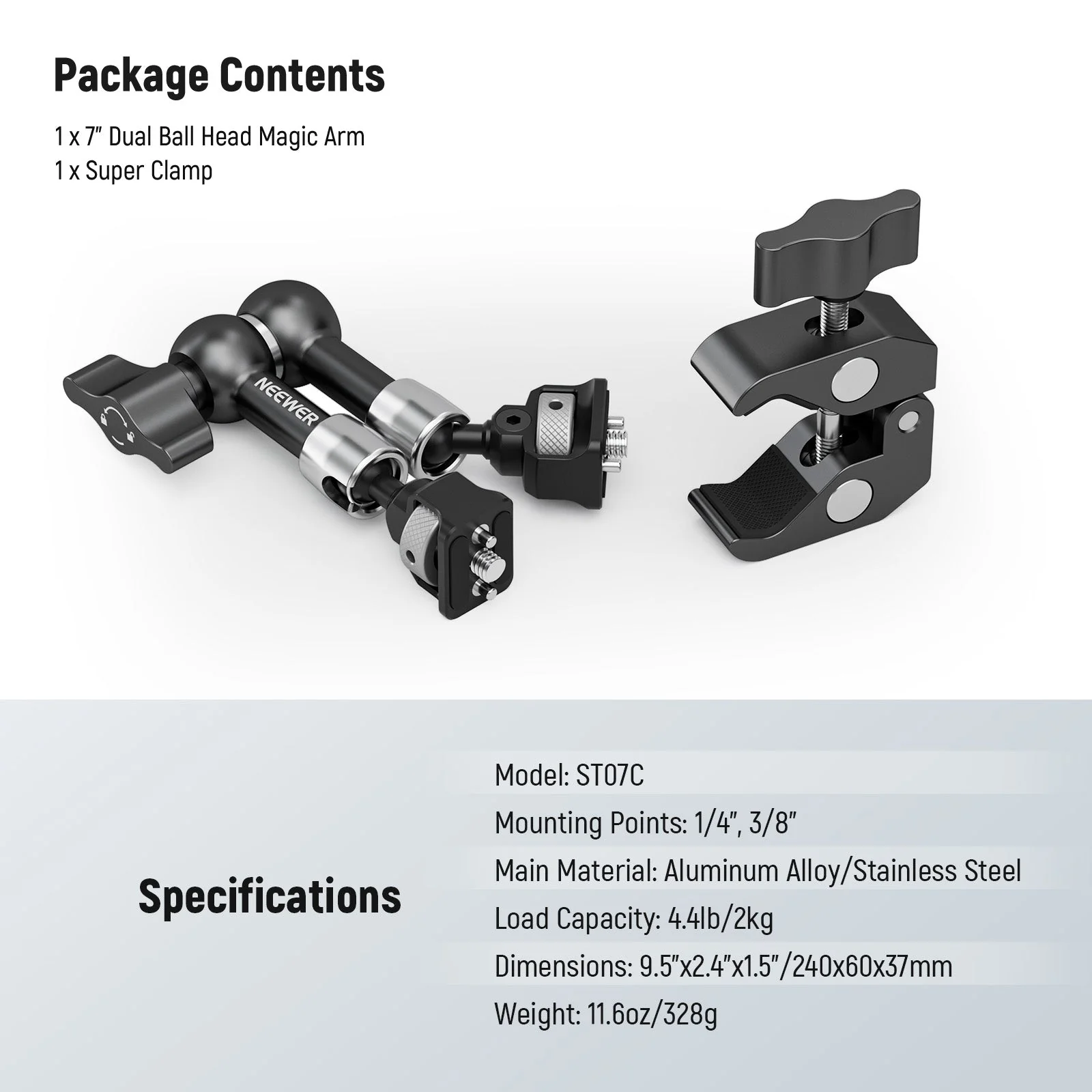 NEEWER ST07C/ST16C Magic Arm with Super Clamp - Image 6