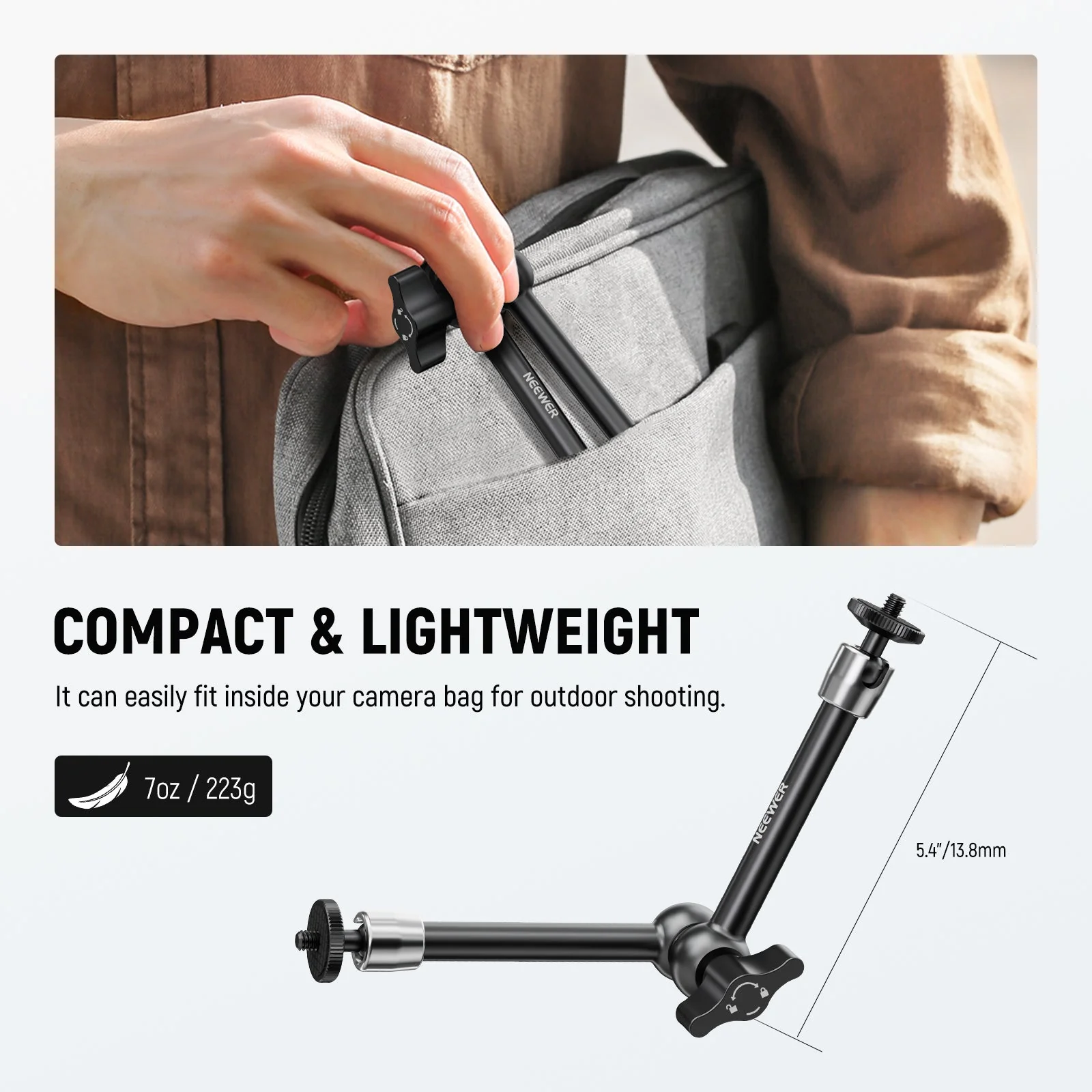 NEEWER ST08 9.8"/25cm Aluminum Alloy Magic Arm - Image 5