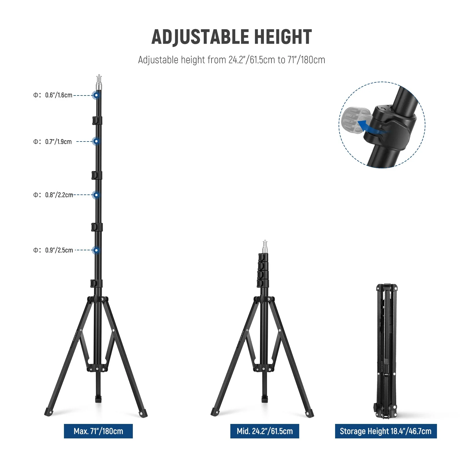 NEEWER ST180R 71"/180cm Portable Light Stand - Image 3
