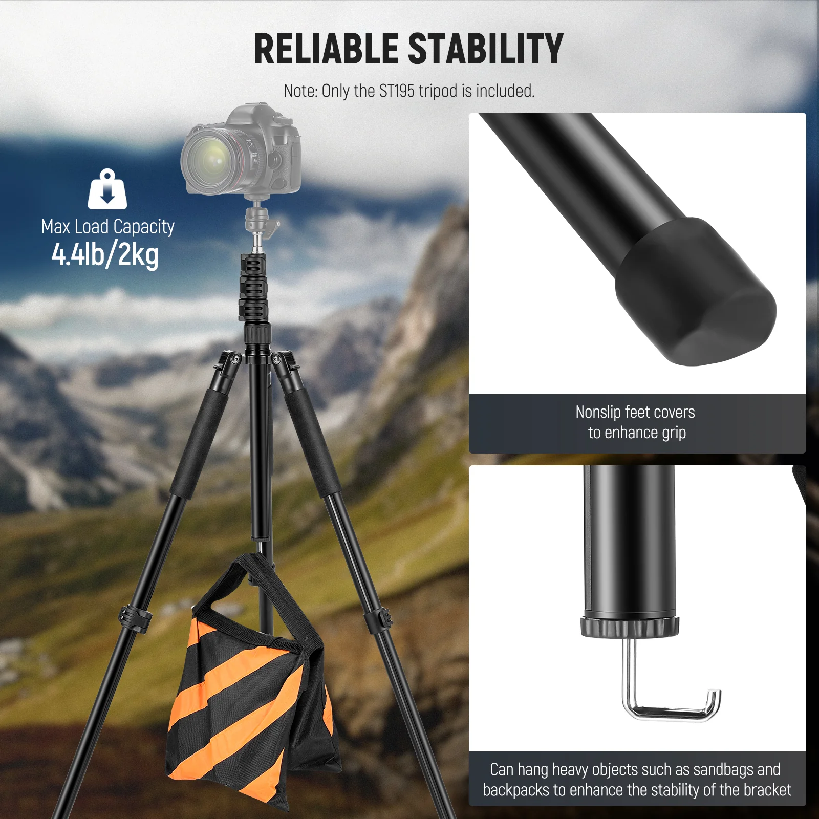 NEEWER ST195 1.5-6.4ft/47-195cm Aluminum Reversible Light Stand - Image 6