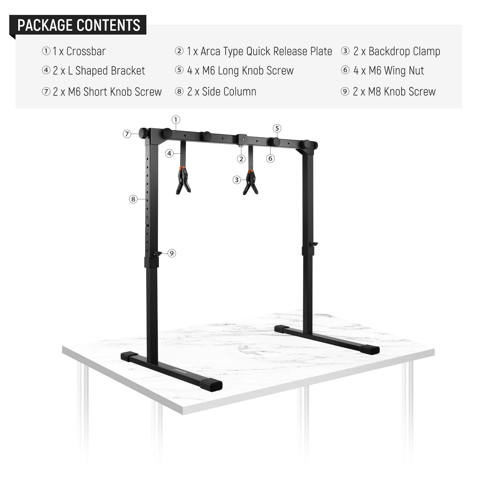 NEEWER ST200 Overhead Camera Stand with Arca Type QR Plate - Image 9