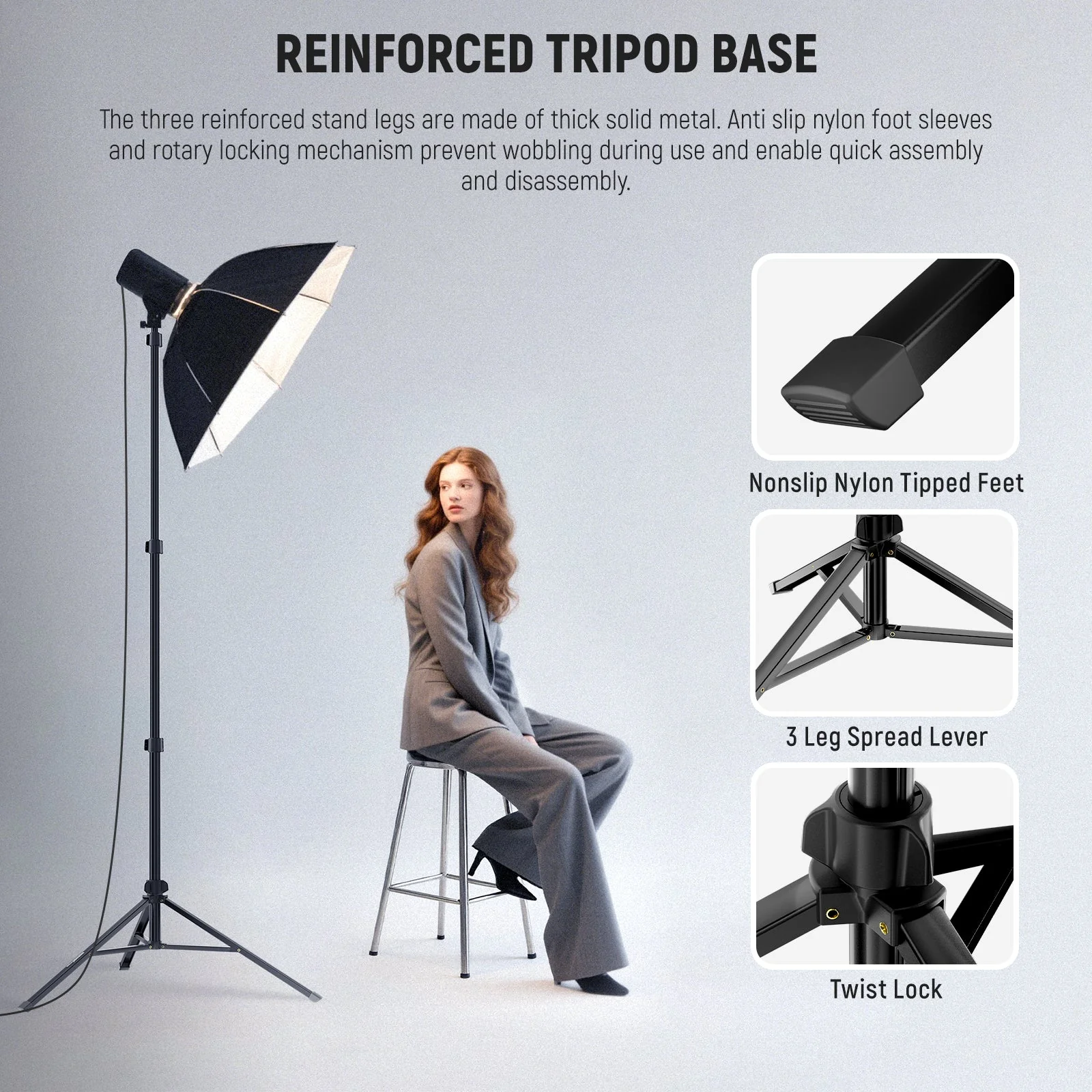 NEEWER ST200B 200cm Aluminum Photography Light Stand with Ball Head - Image 3