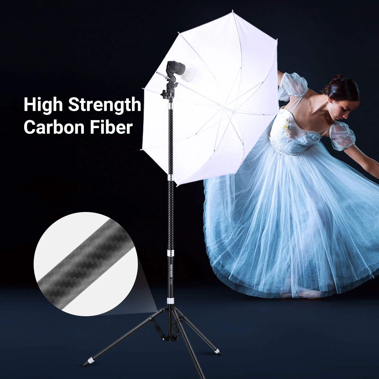 NEEWER ST260C 260cm Carbon Fiber Light Stand - Image 6
