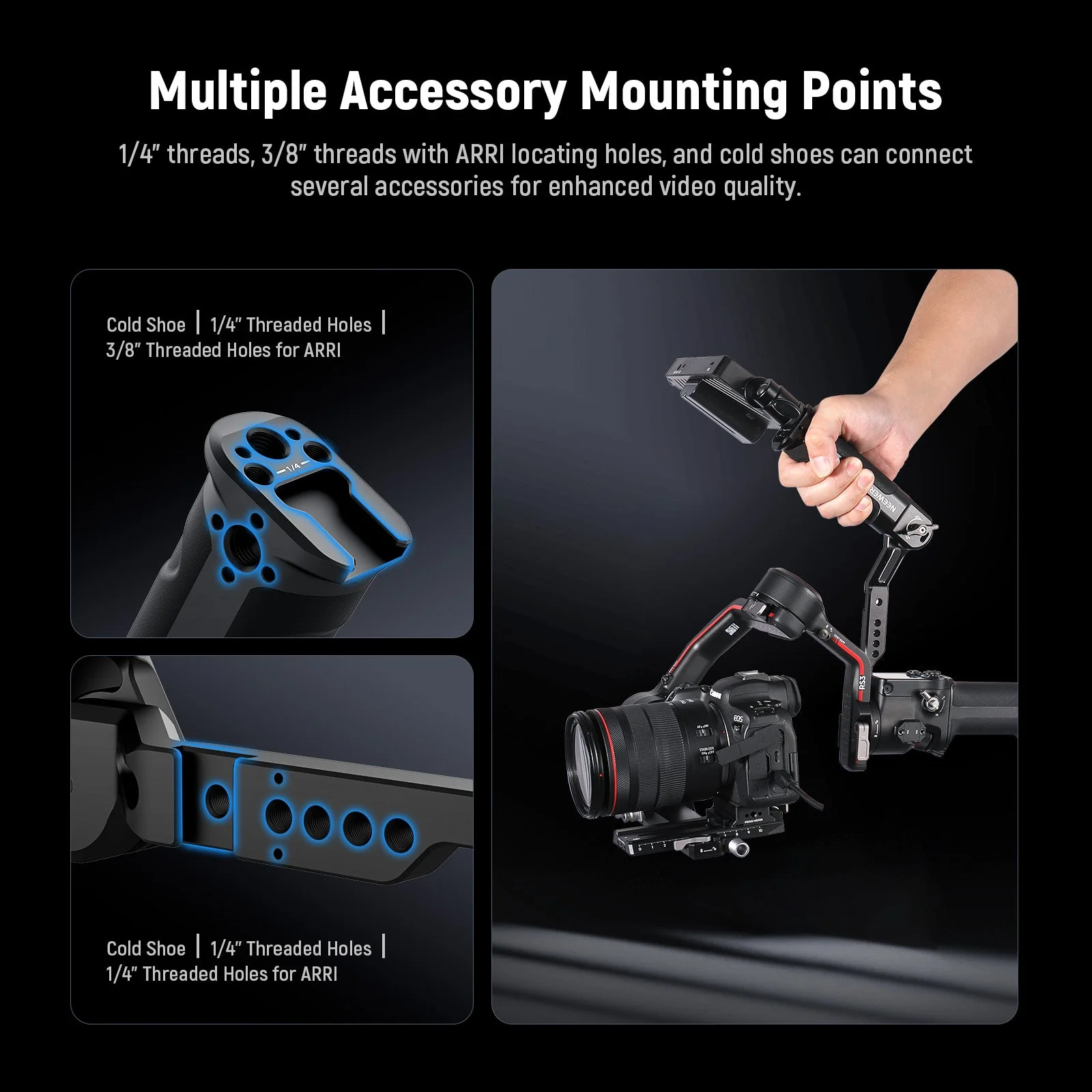 NEEWER ST49 Gimbal Sling Handle Grip with NATO Rails For DJI - Image 4