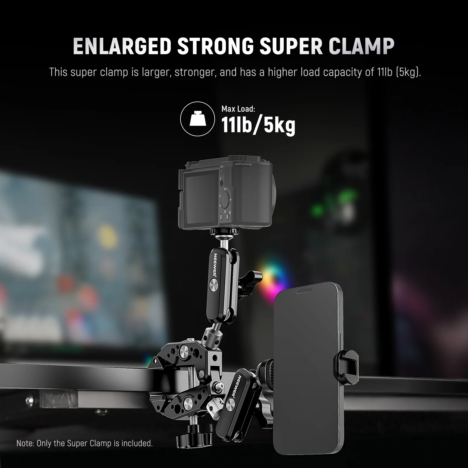 NEEWER Heavy Duty Super Clamp with Two 360° Dual Ball Head Magic Arms - Image 3