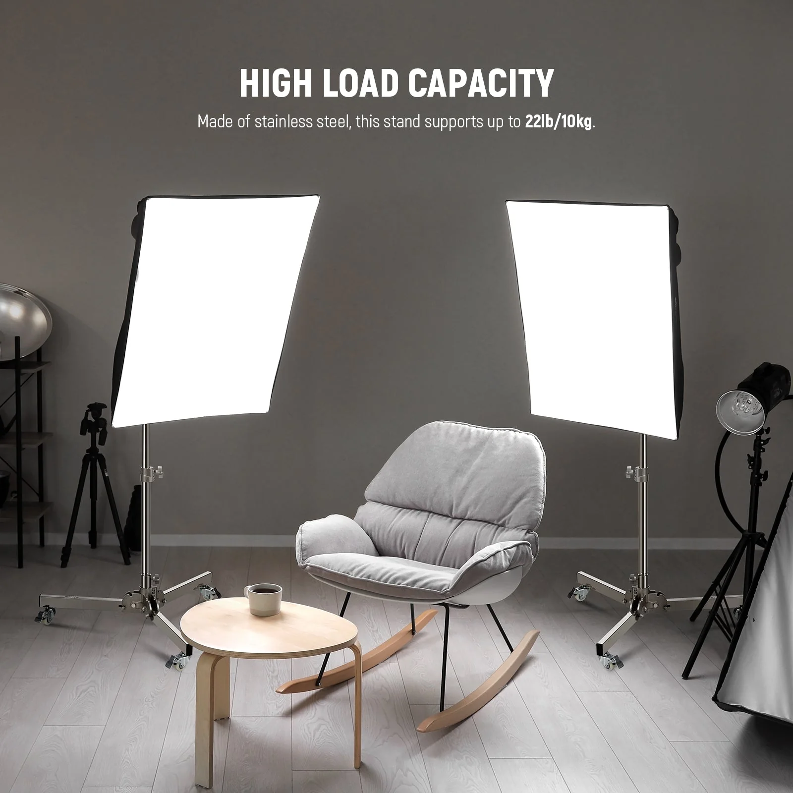 NEEWER ST98SS Stainless Steel Heavy Duty Wheeled Light Stand - Image 8