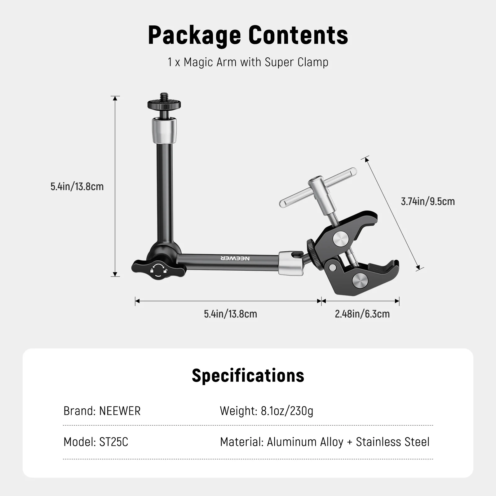 NEEWER ST15C/ST25C Super Clamp & Magic Arm Kit - Image 15