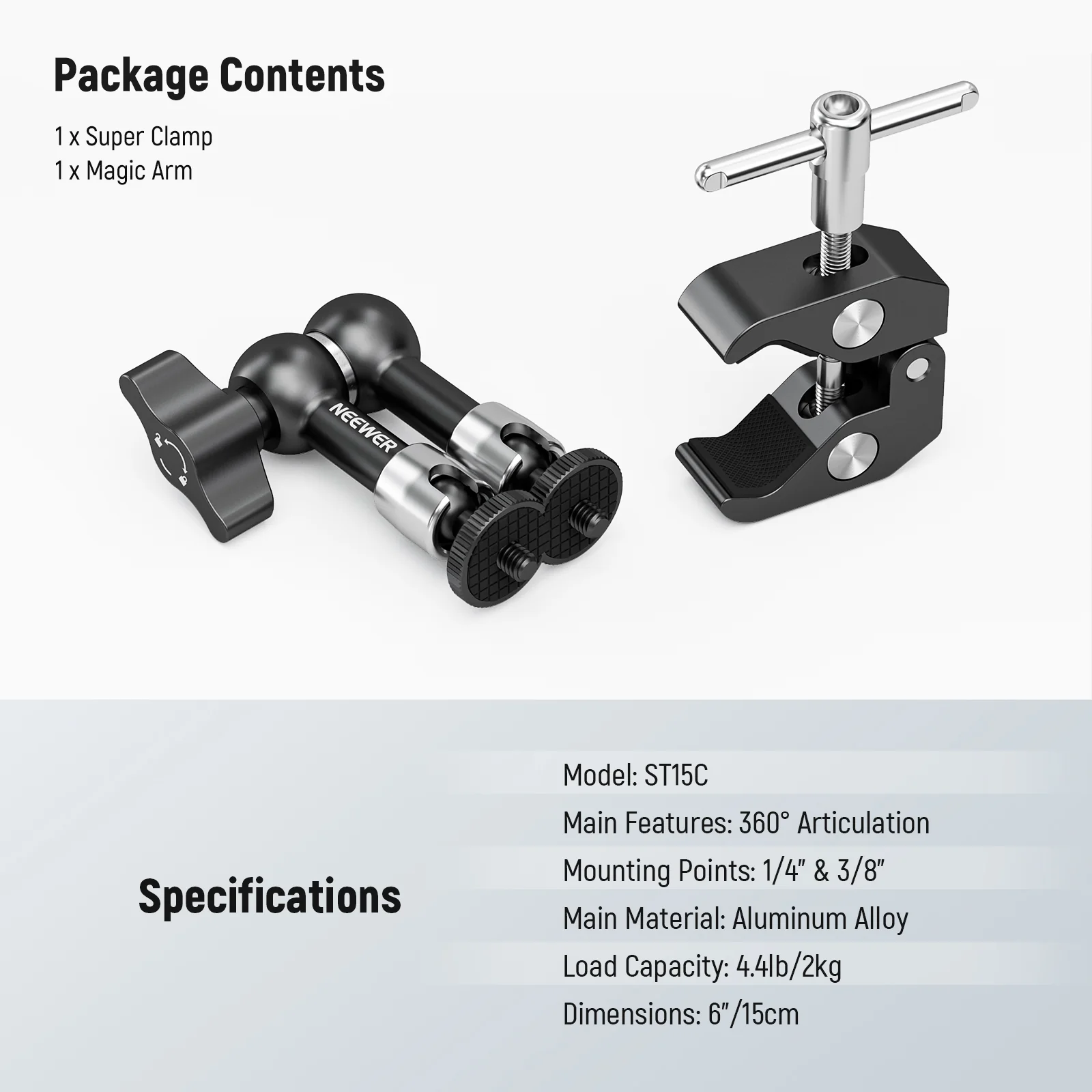 NEEWER ST15C/ST25C Super Clamp & Magic Arm Kit - Image 7