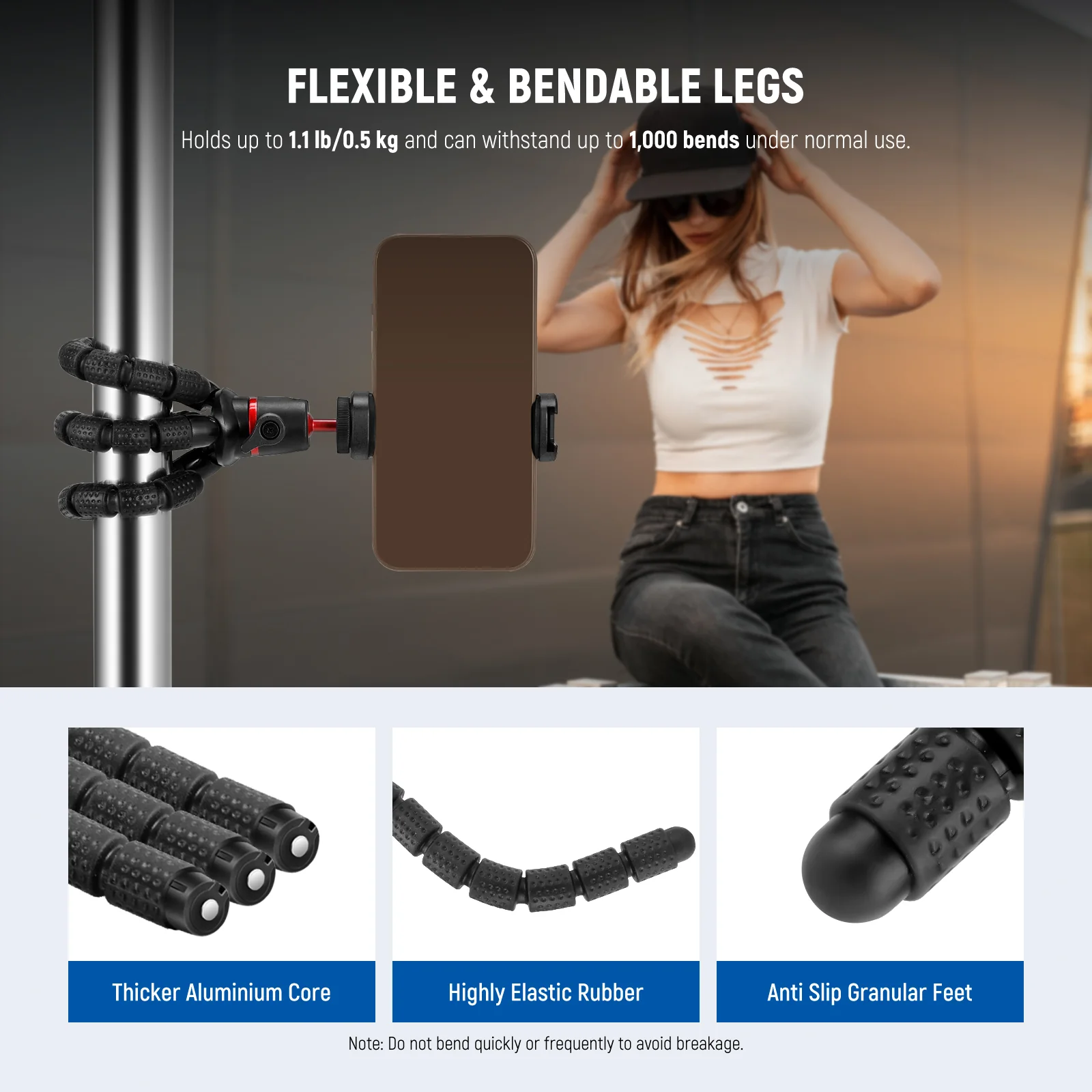 NEEWER T72 Mini Flexible Phone Tripod with Remote - Image 3