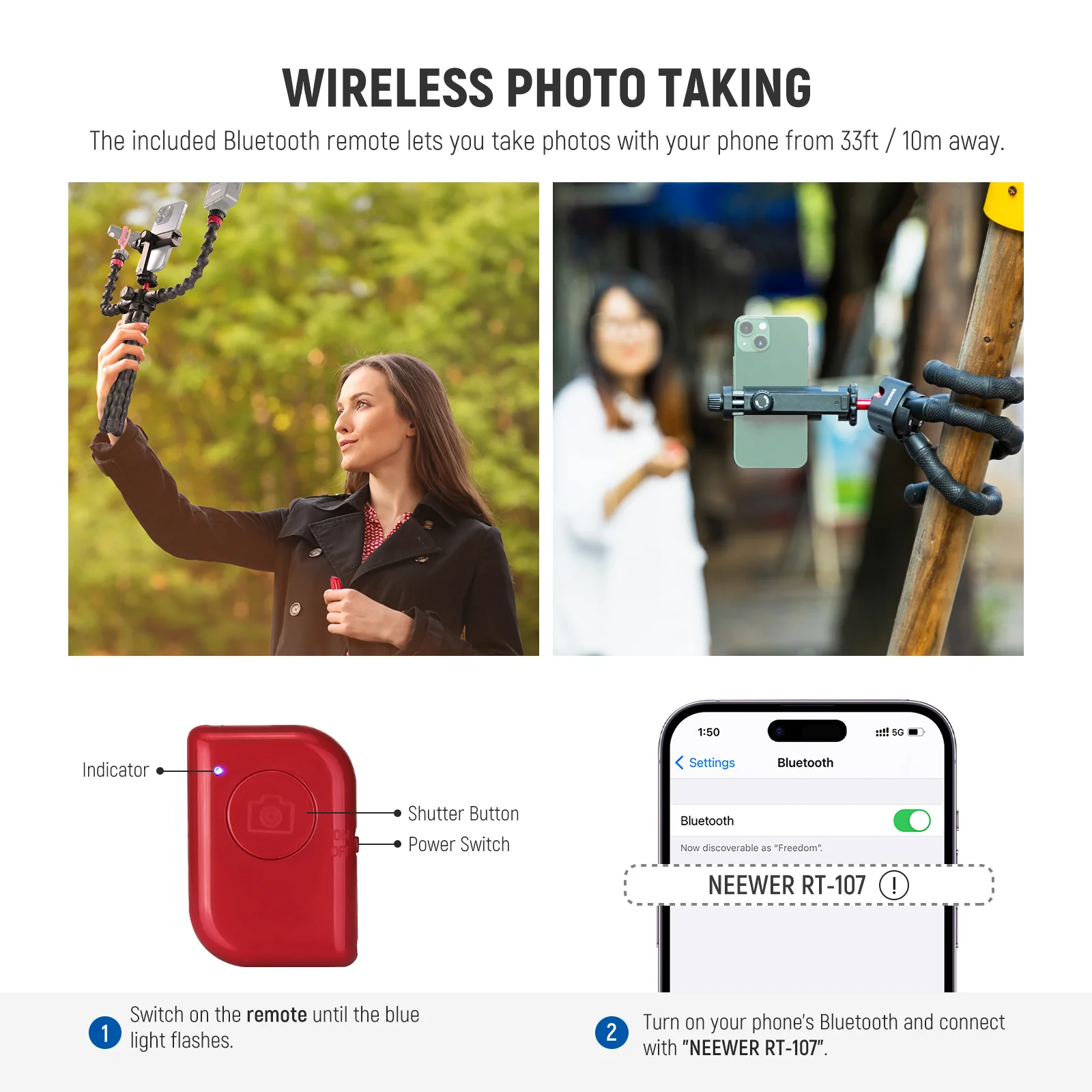NEEWER T91 Flexible Tripod with Two Magic Arms - Image 5