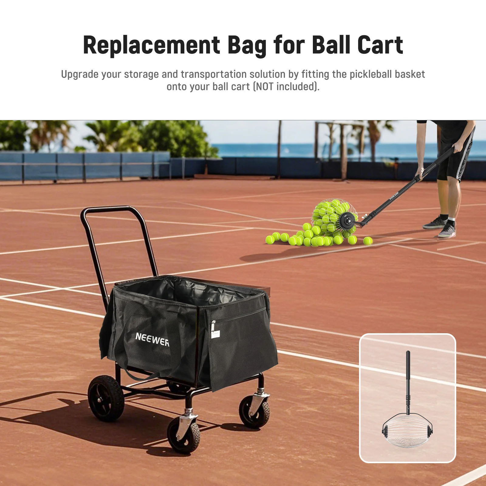 NEEWER TB01B Tennis Ball & Pickleball Hopper Bag - Image 4